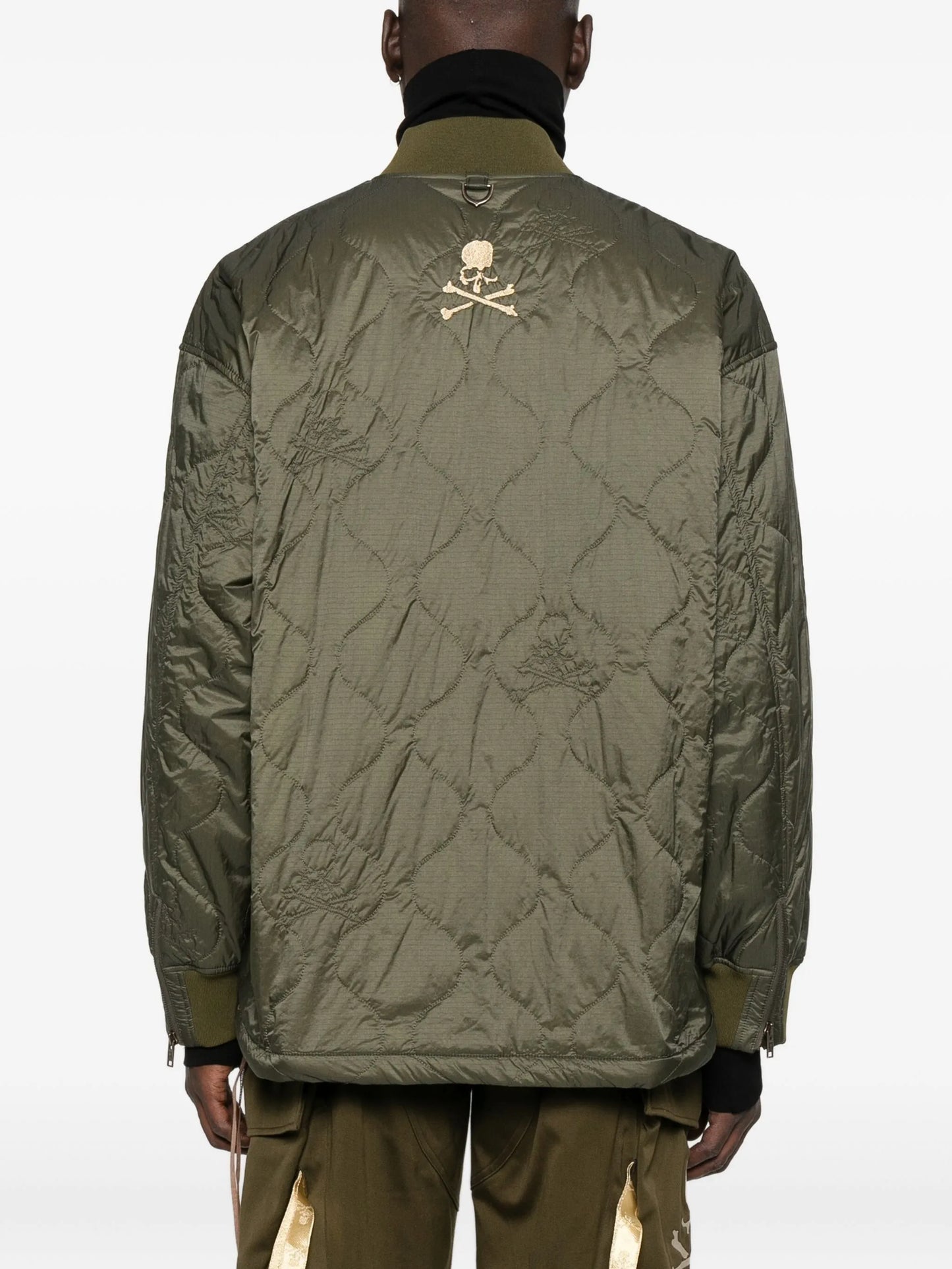 logo-embroidered quilted jacket