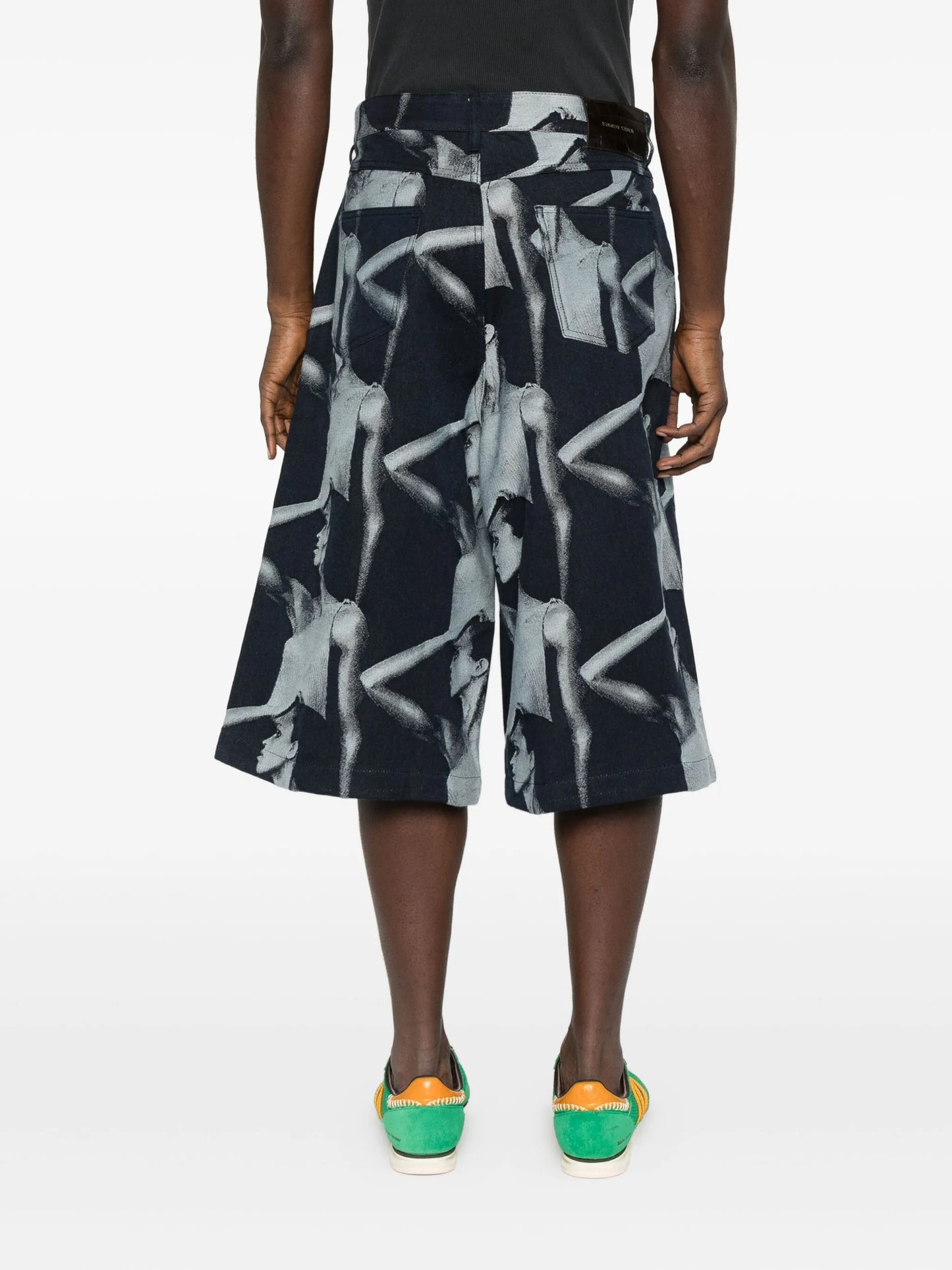 graphic-print denim shorts