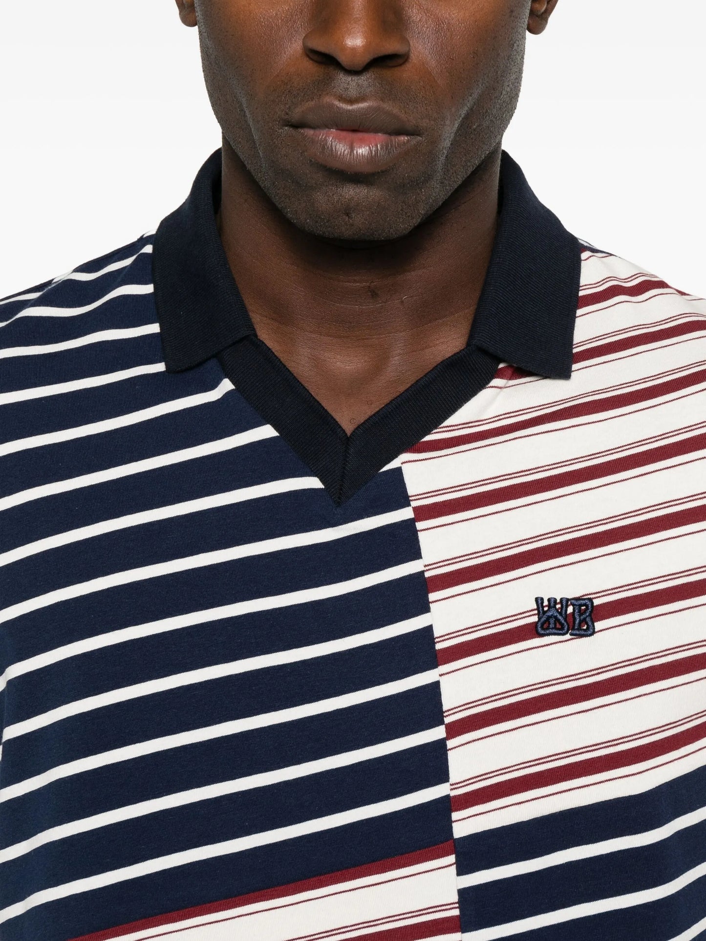 striped panelled T-shirt