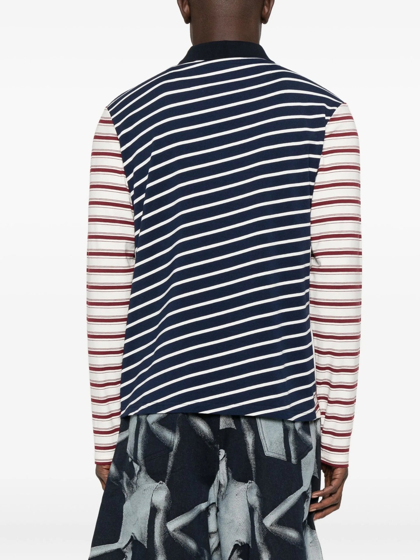 striped panelled T-shirt