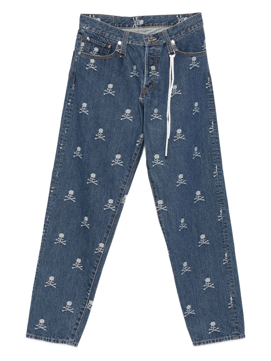 skull-embroidered jeans
