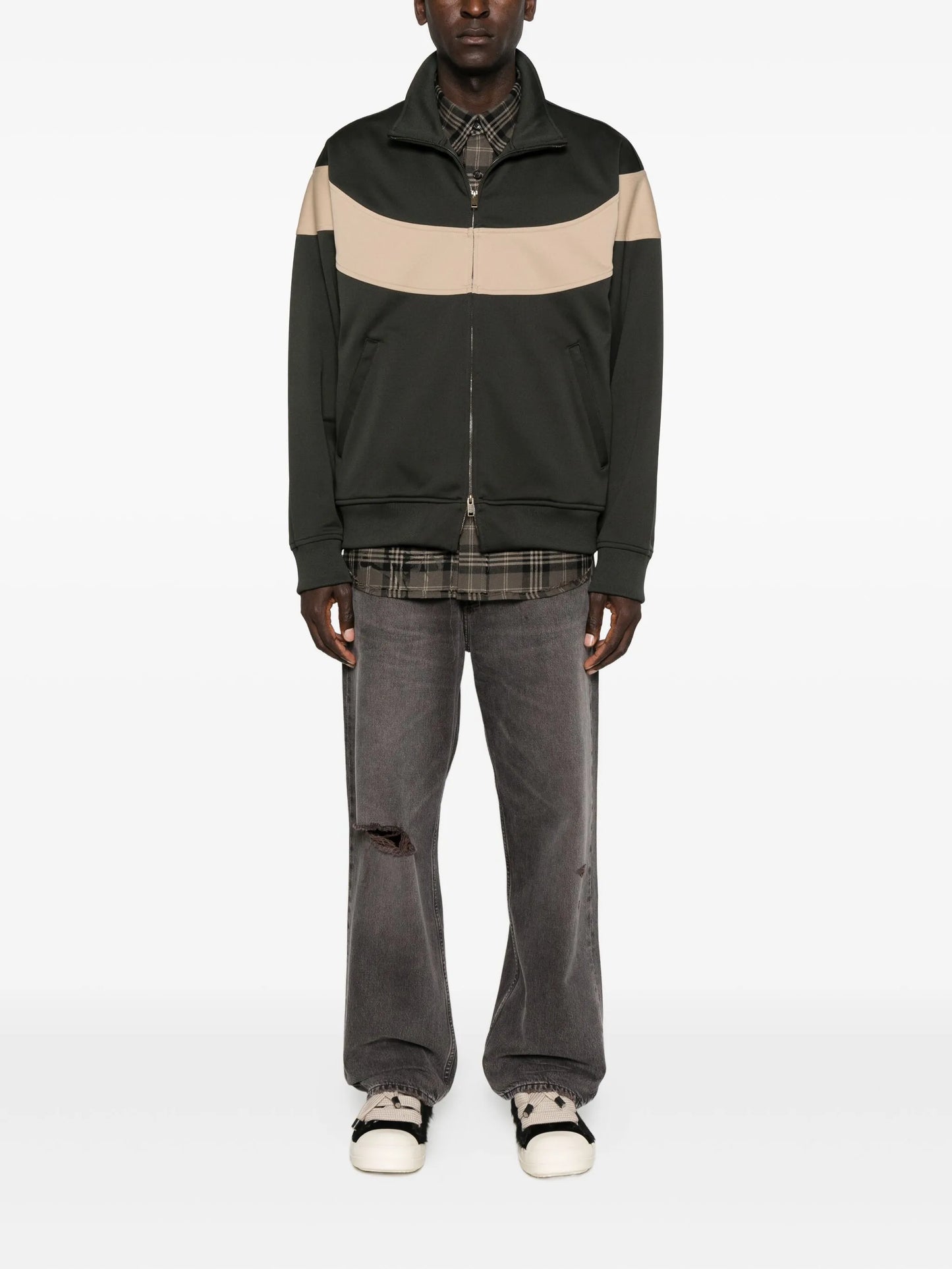 panelled zip-up track jacket