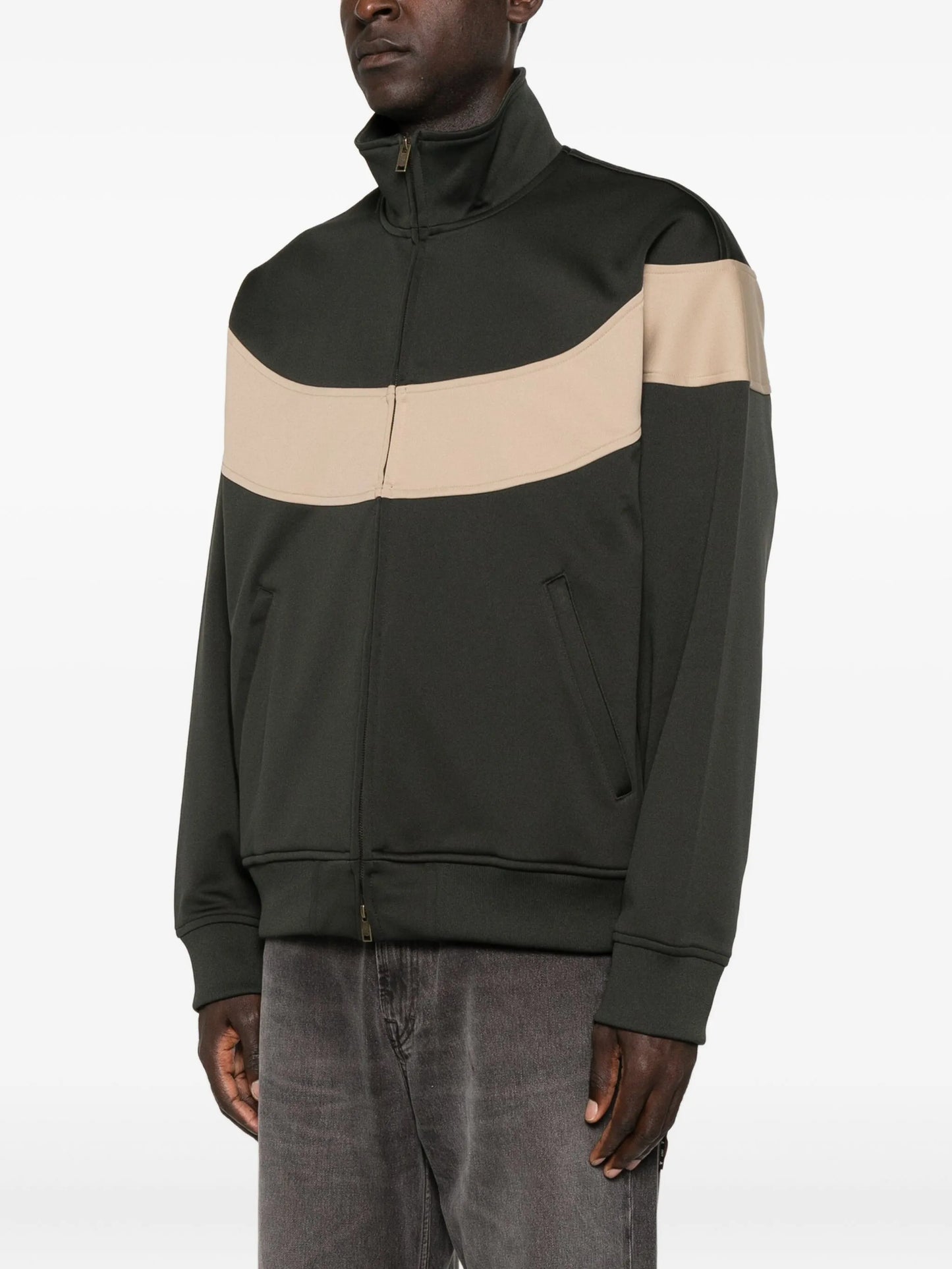 panelled zip-up track jacket