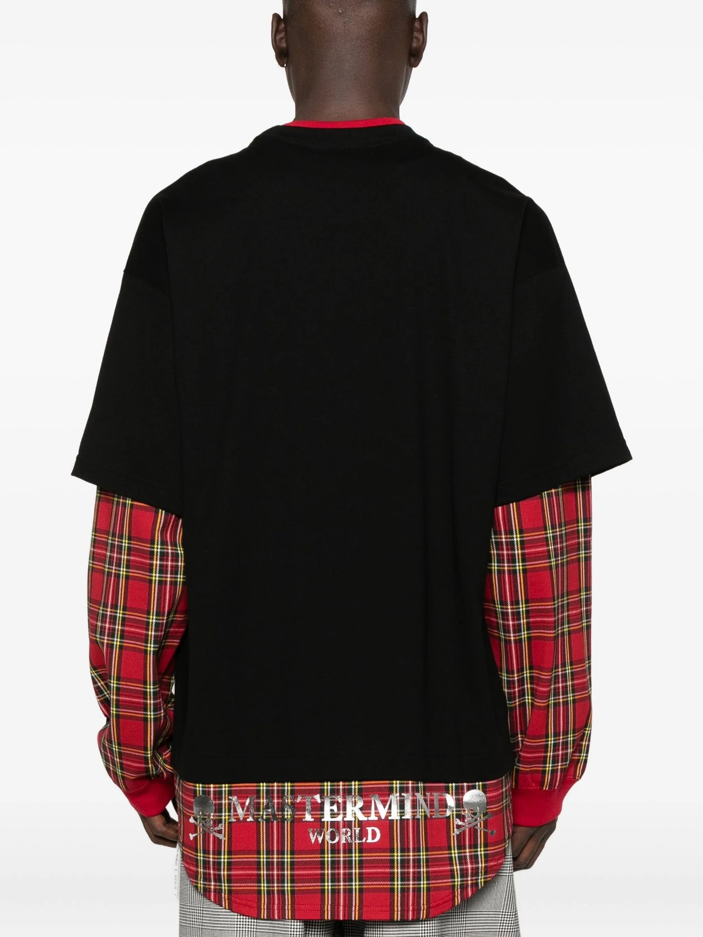 plaid layered long-sleeve T-shirt