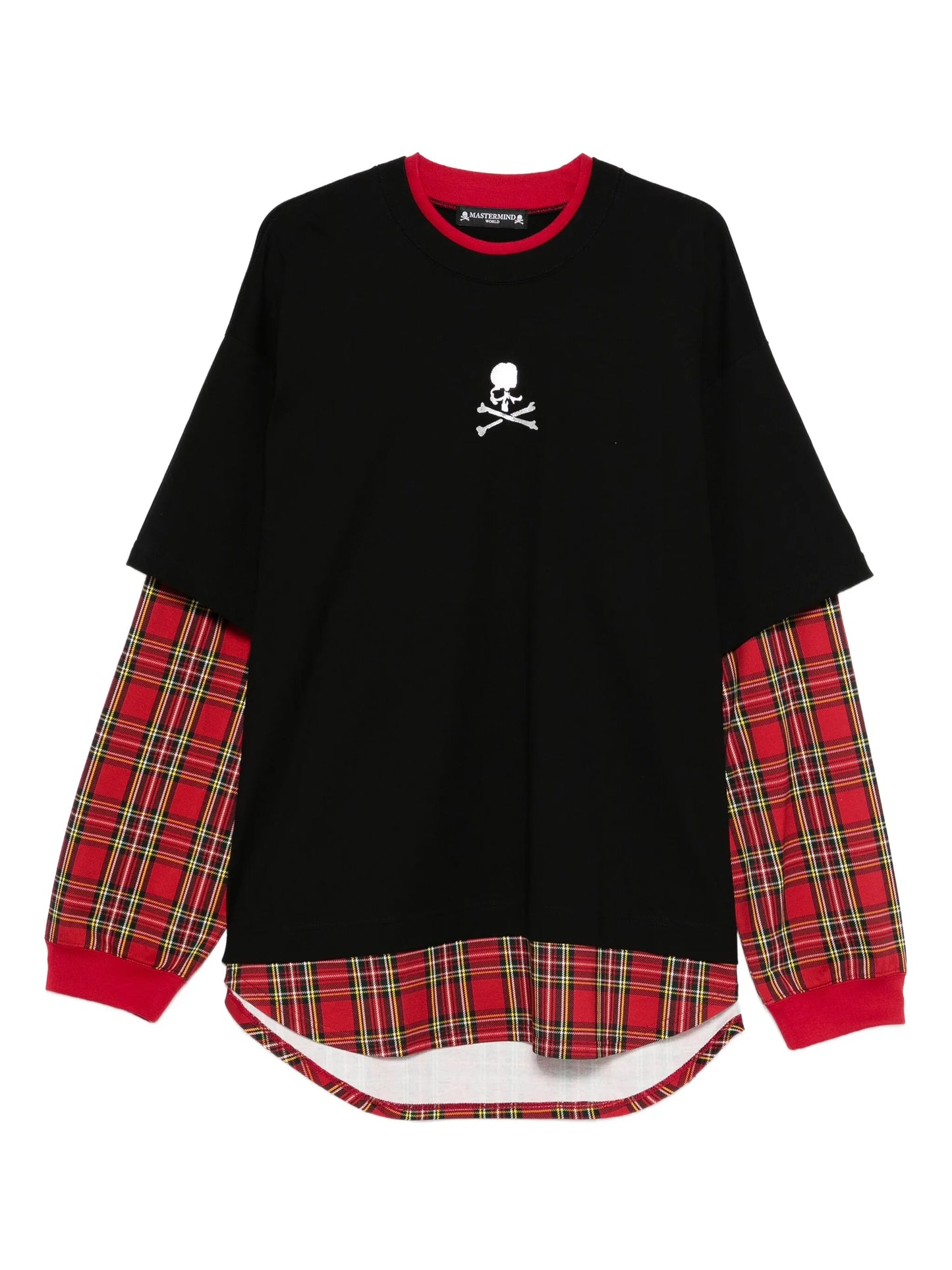 plaid layered long-sleeve T-shirt