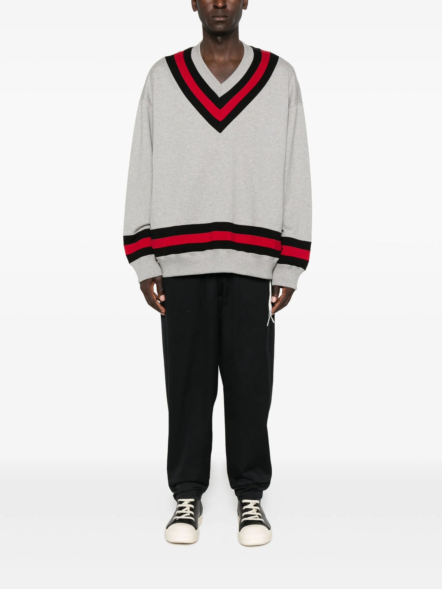 v-neck varsity sweater