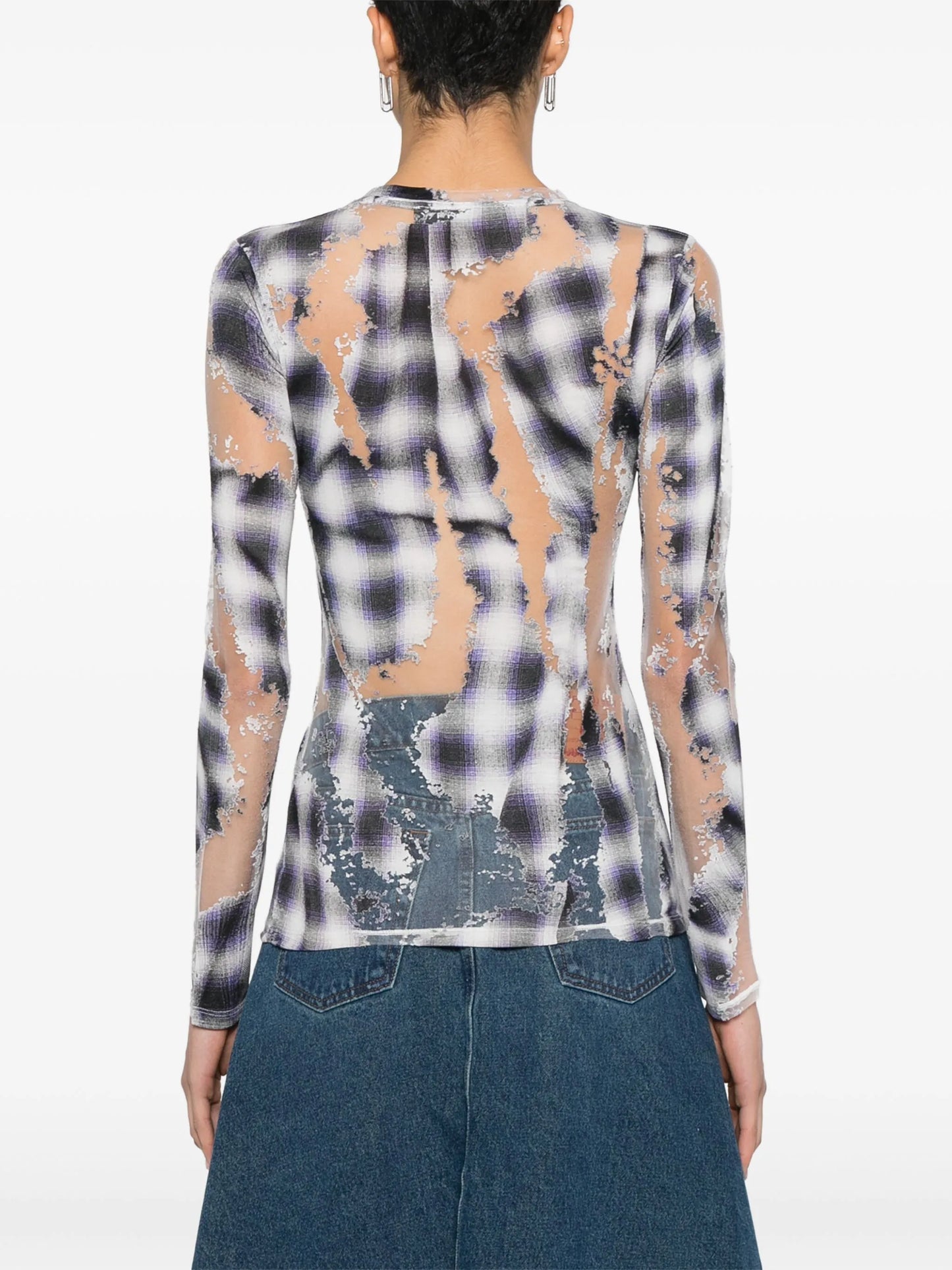 devoré-effect checked "Blue" top