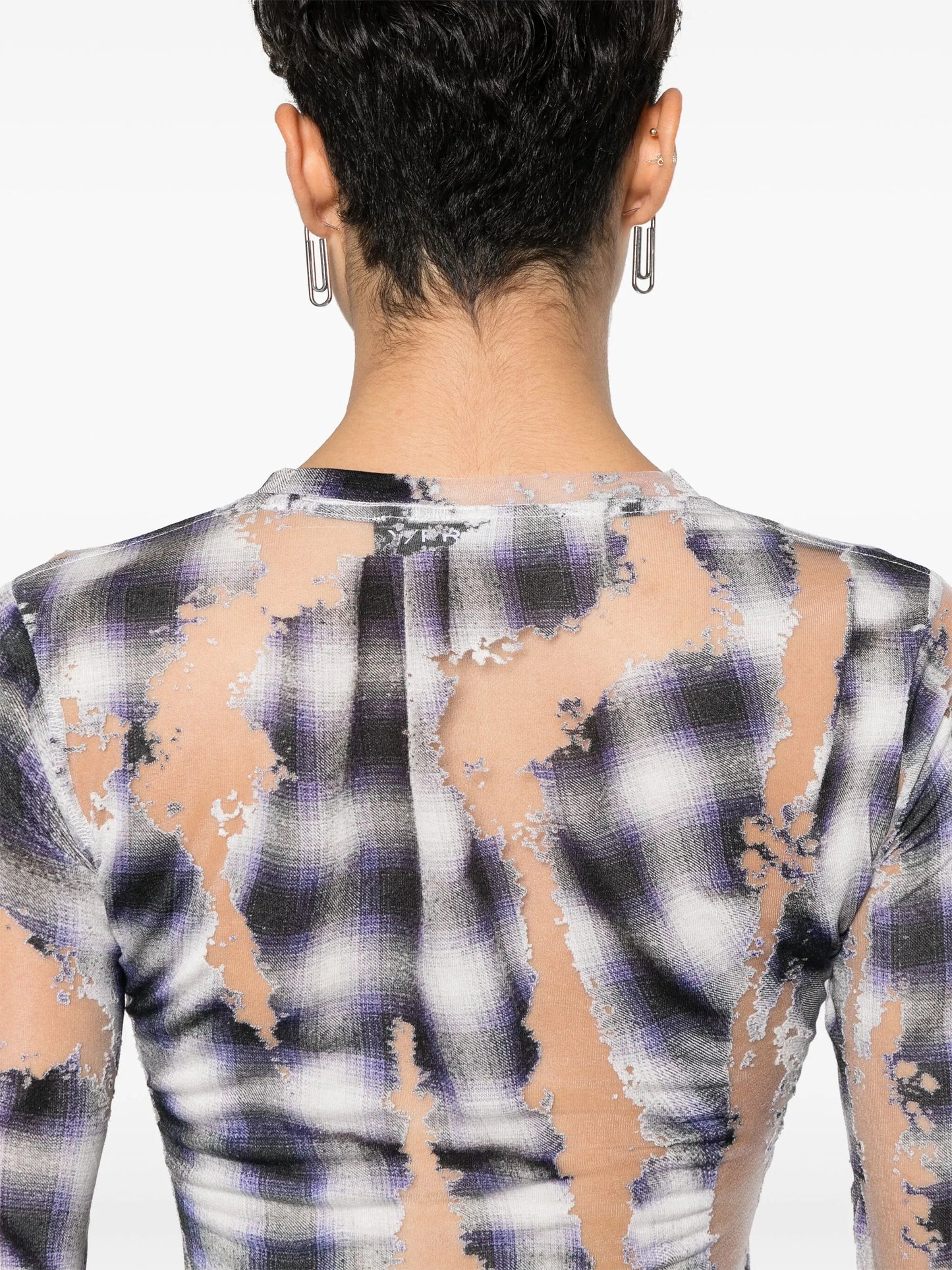 devoré-effect checked "Blue" top