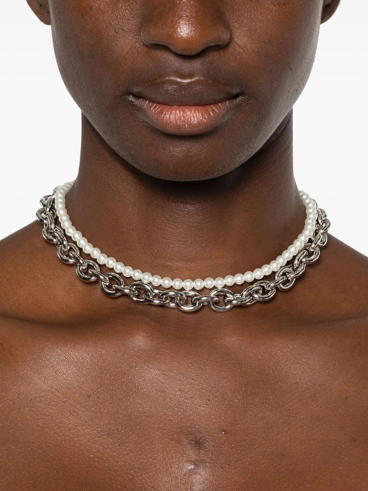 faux pearl embellished necklace