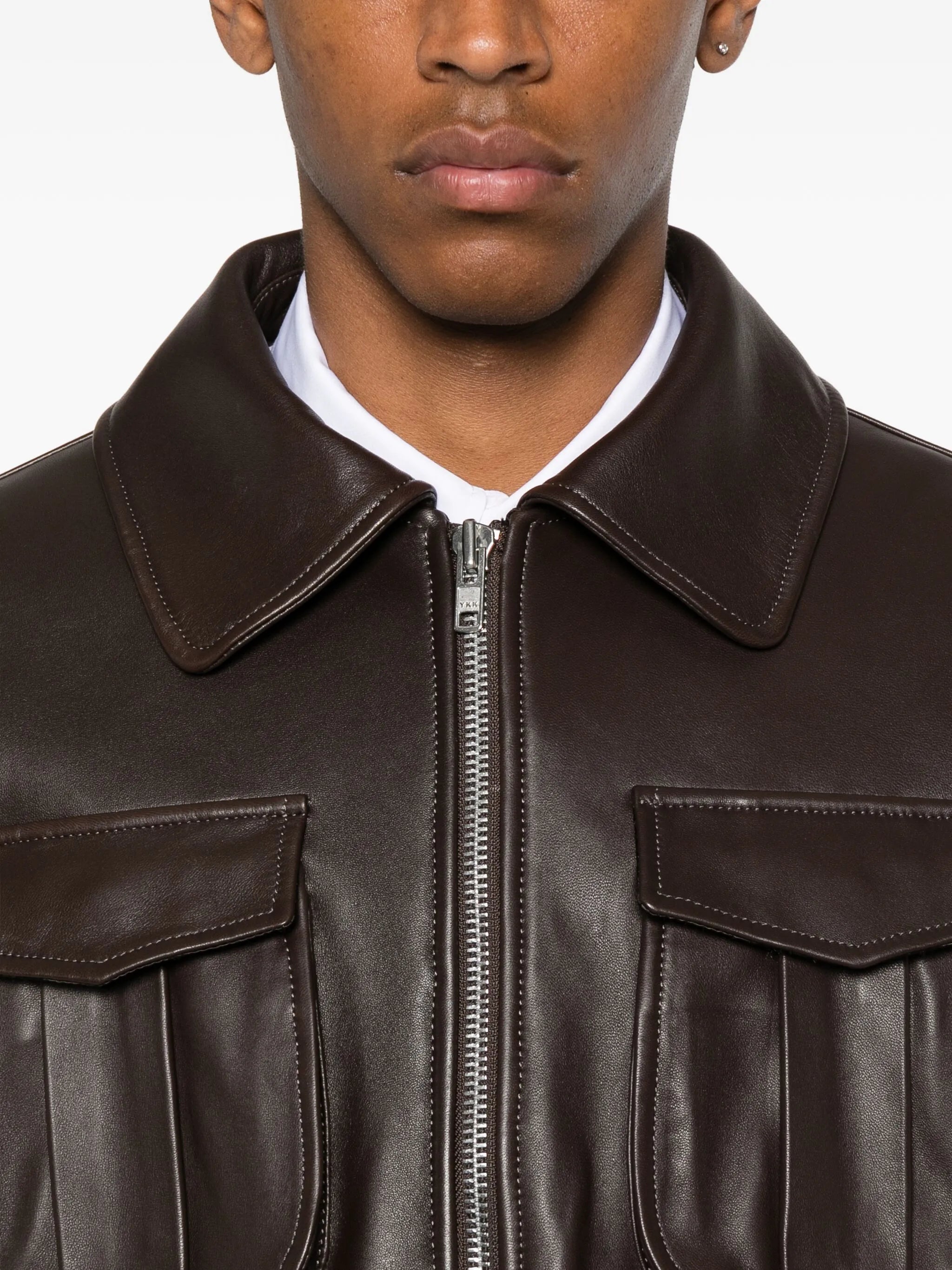 multiple-pocket lambskin leather jacket