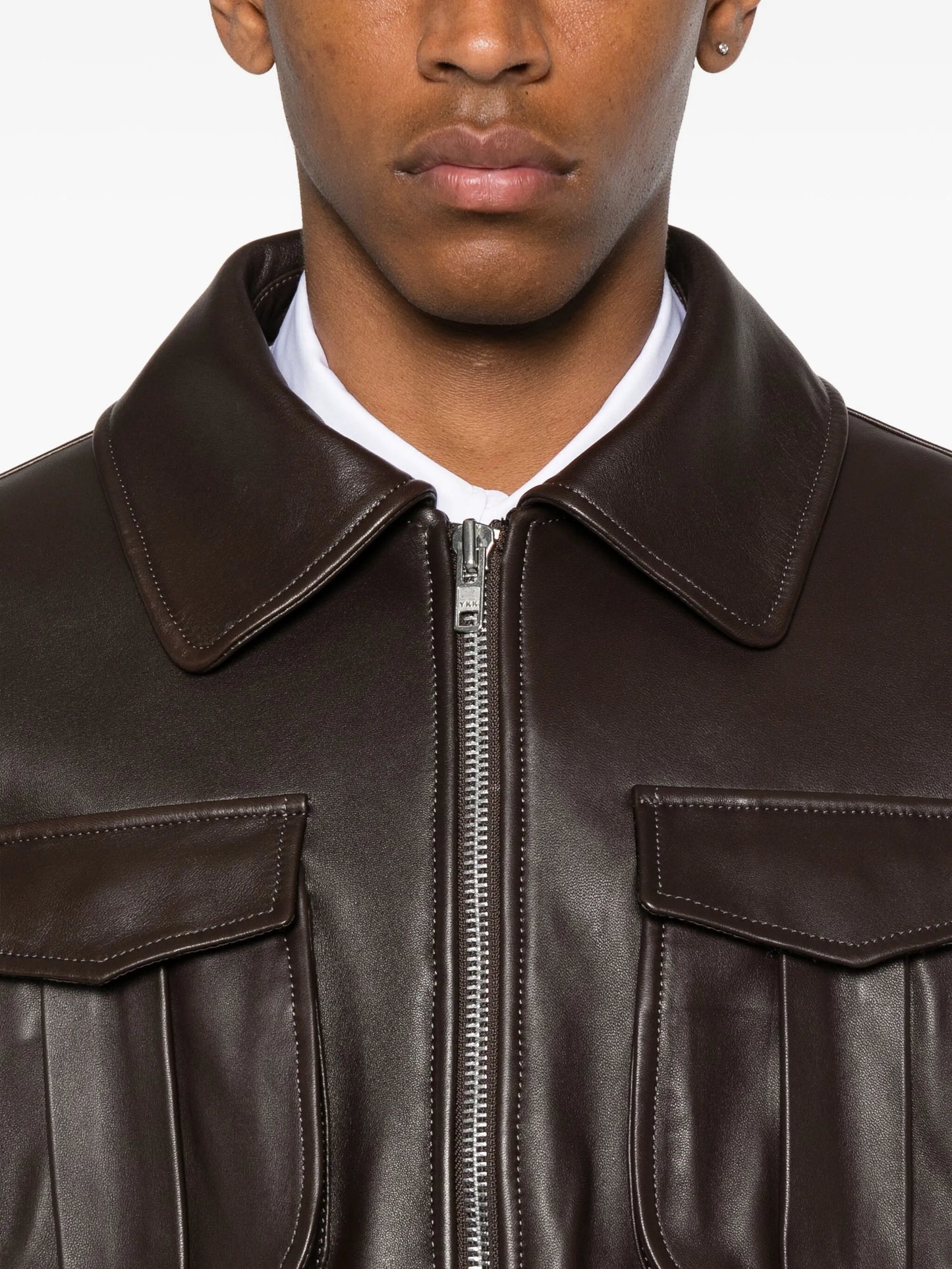 multiple-pocket lambskin leather jacket