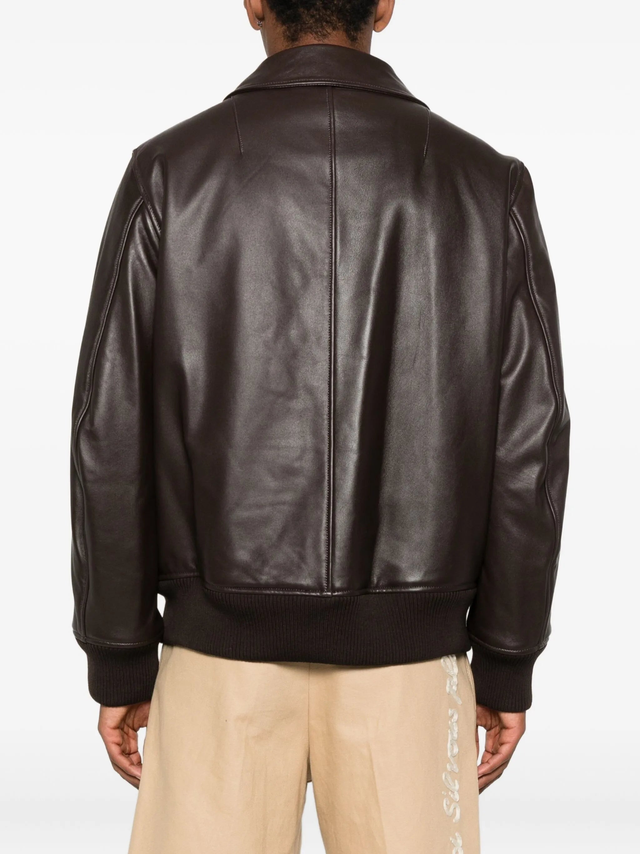 multiple-pocket lambskin leather jacket