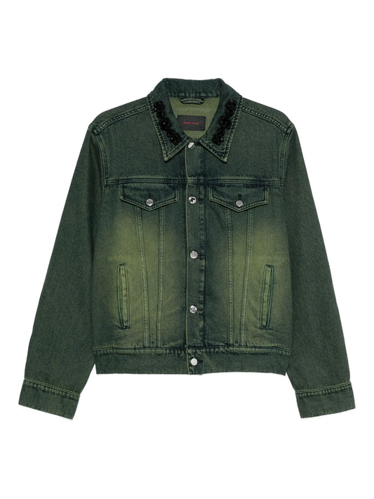 embellished-collar denim jacket
