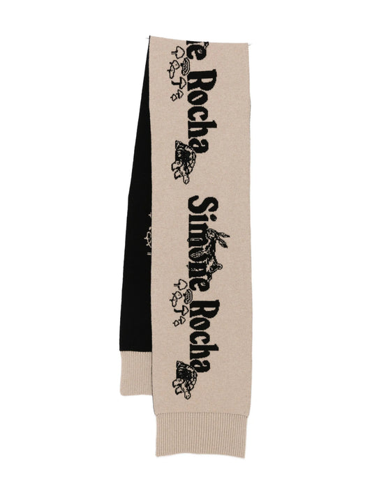 graphic-print knitted scarf