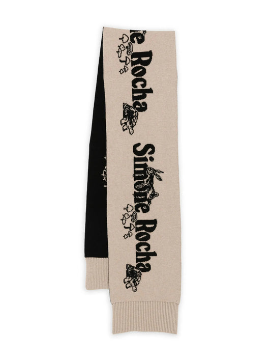 graphic-print knitted scarf