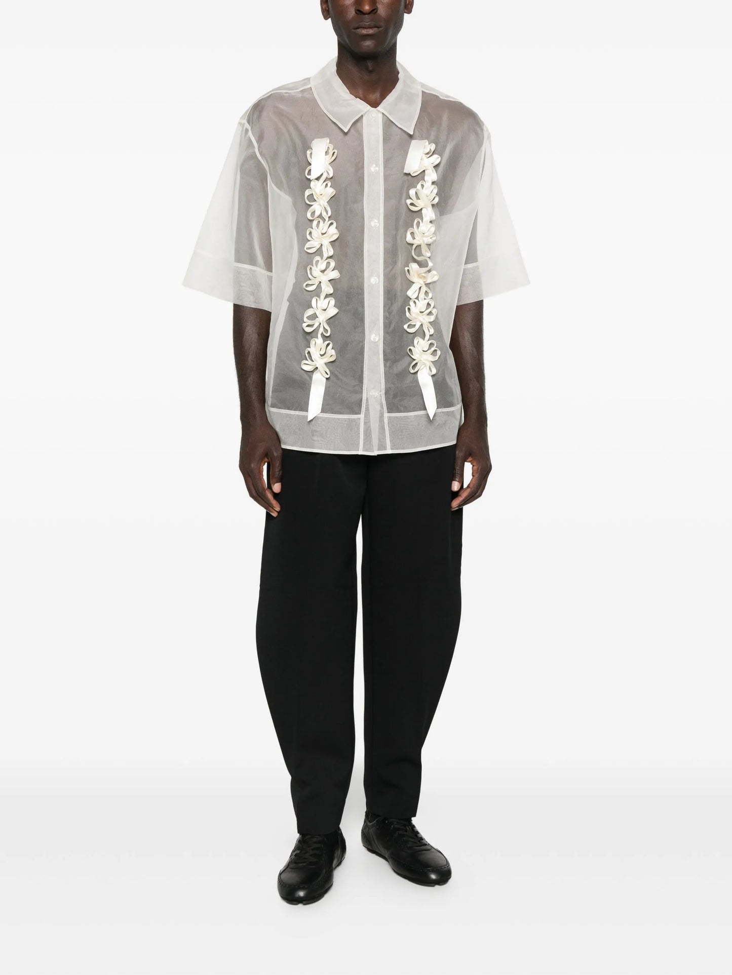 floral-ribbon shirt