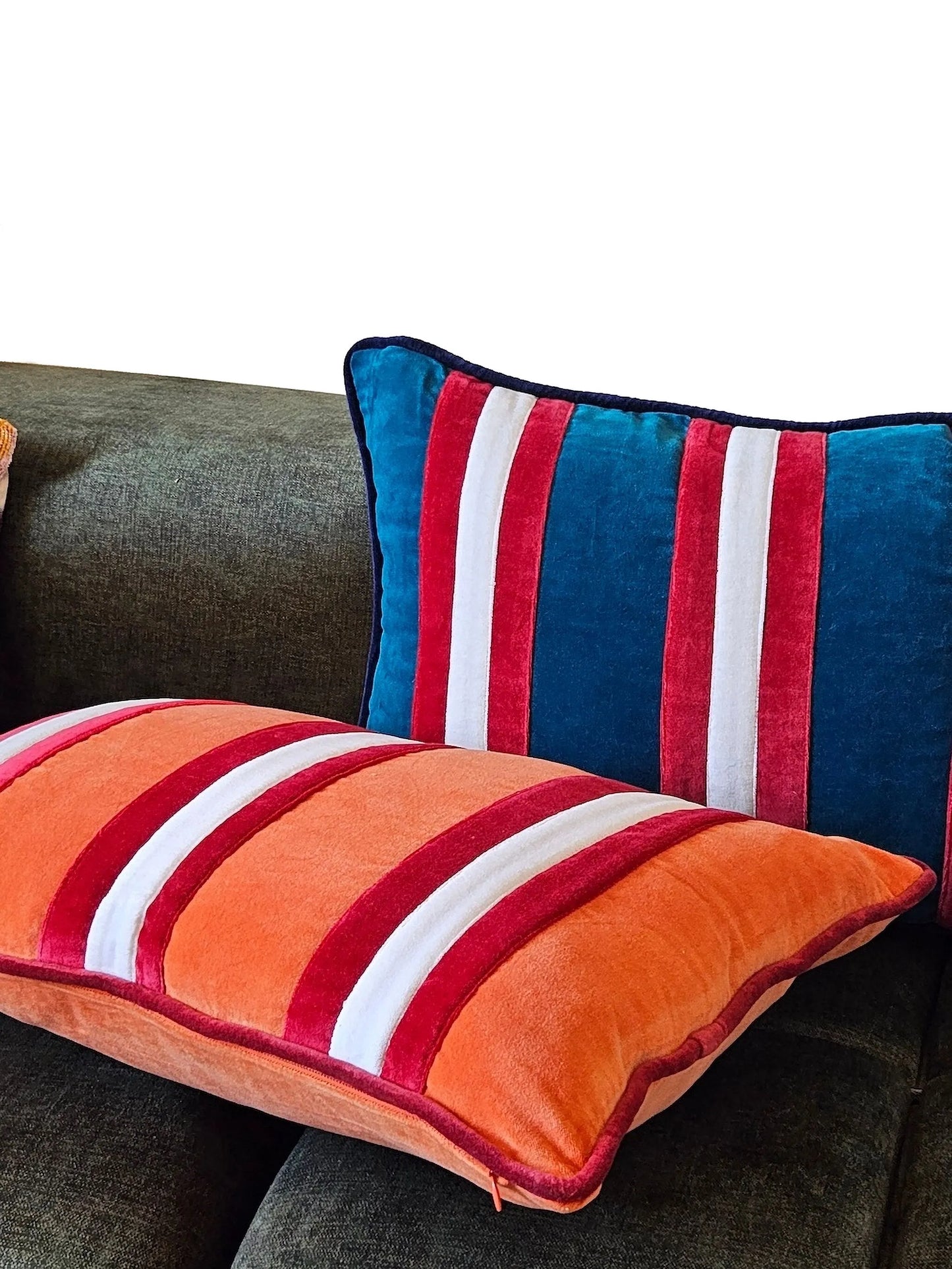 striped velvet cushion (60cm x 40cm)