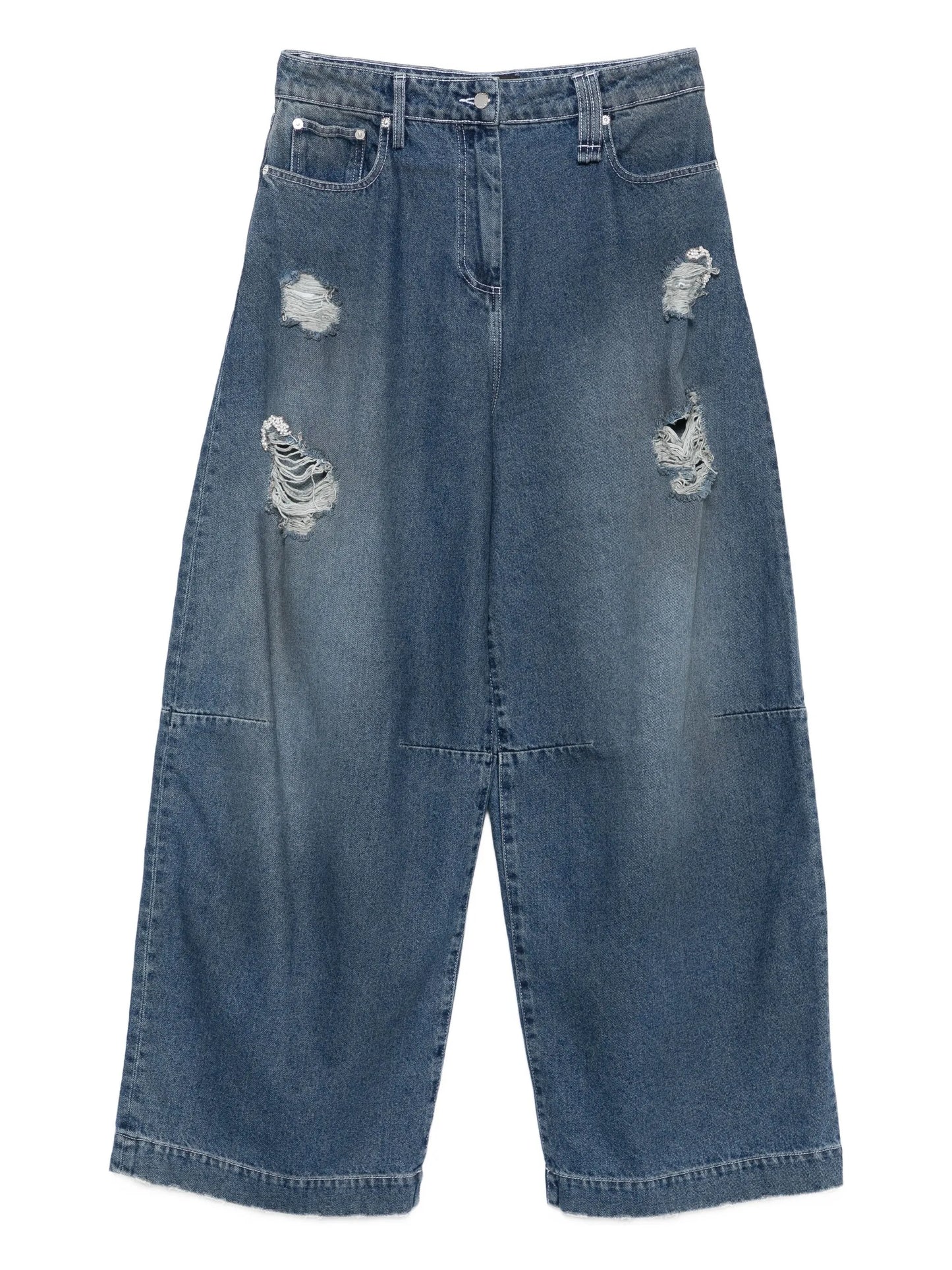distressed puddle jeans