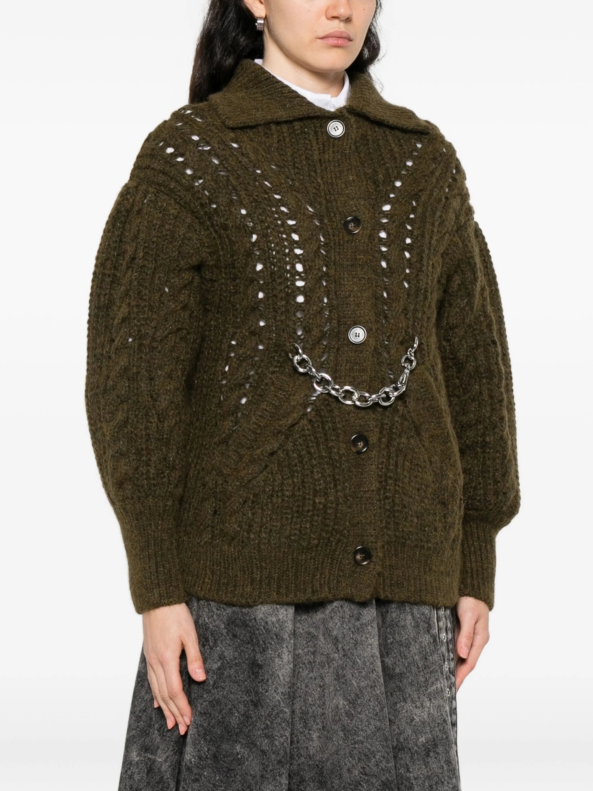 chain-detail cardigan