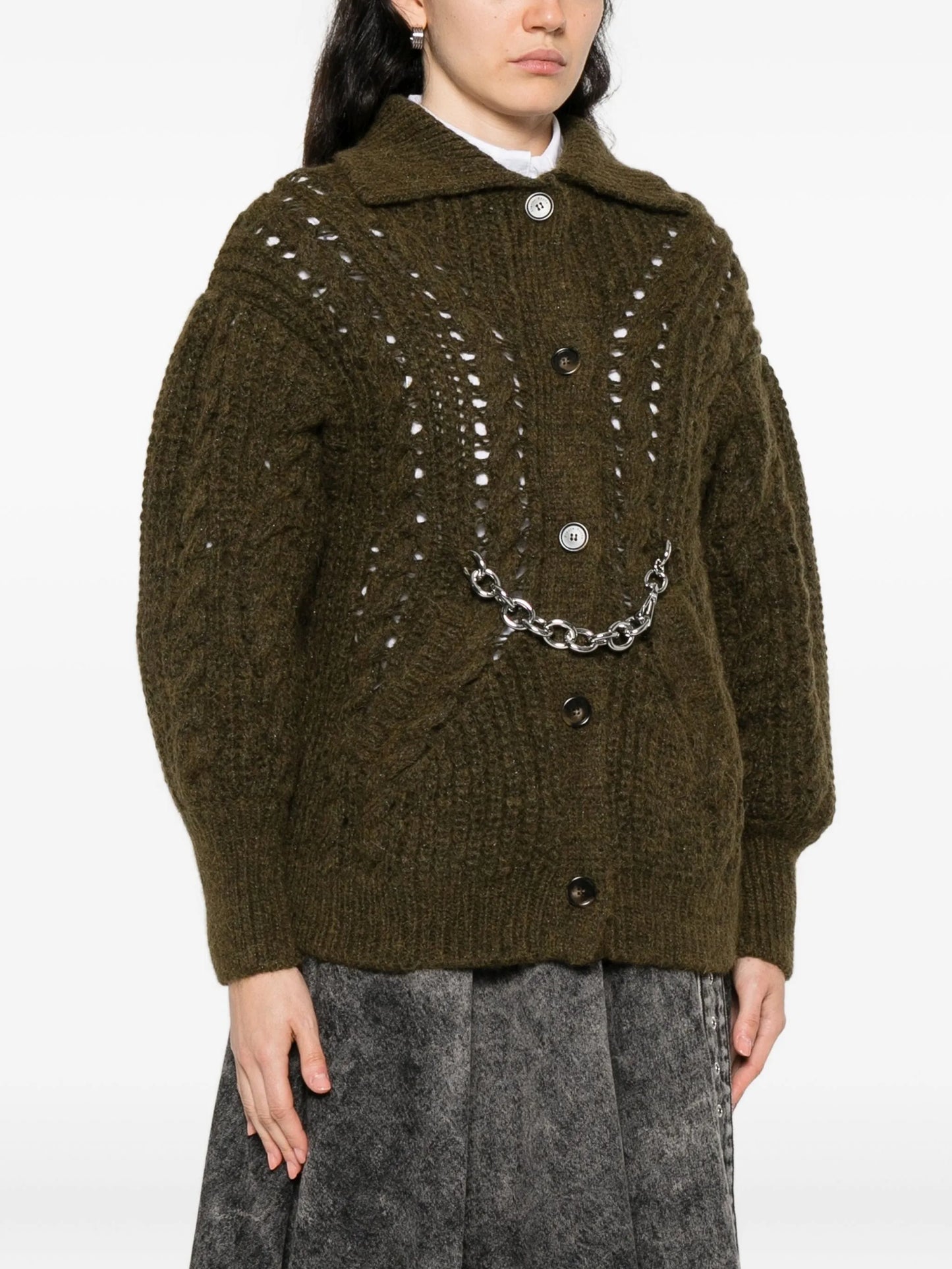 chain-detail cardigan