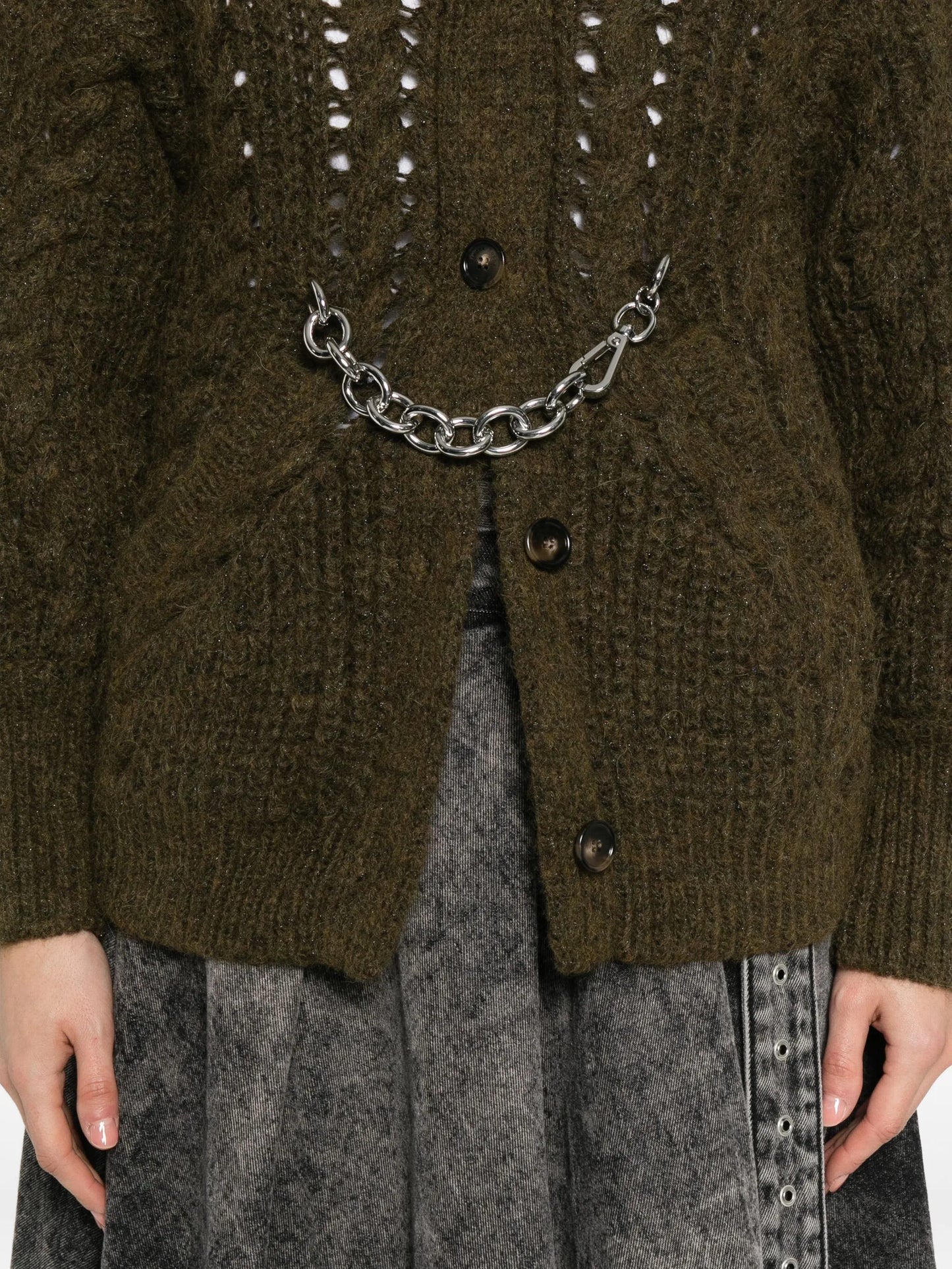 chain-detail cardigan