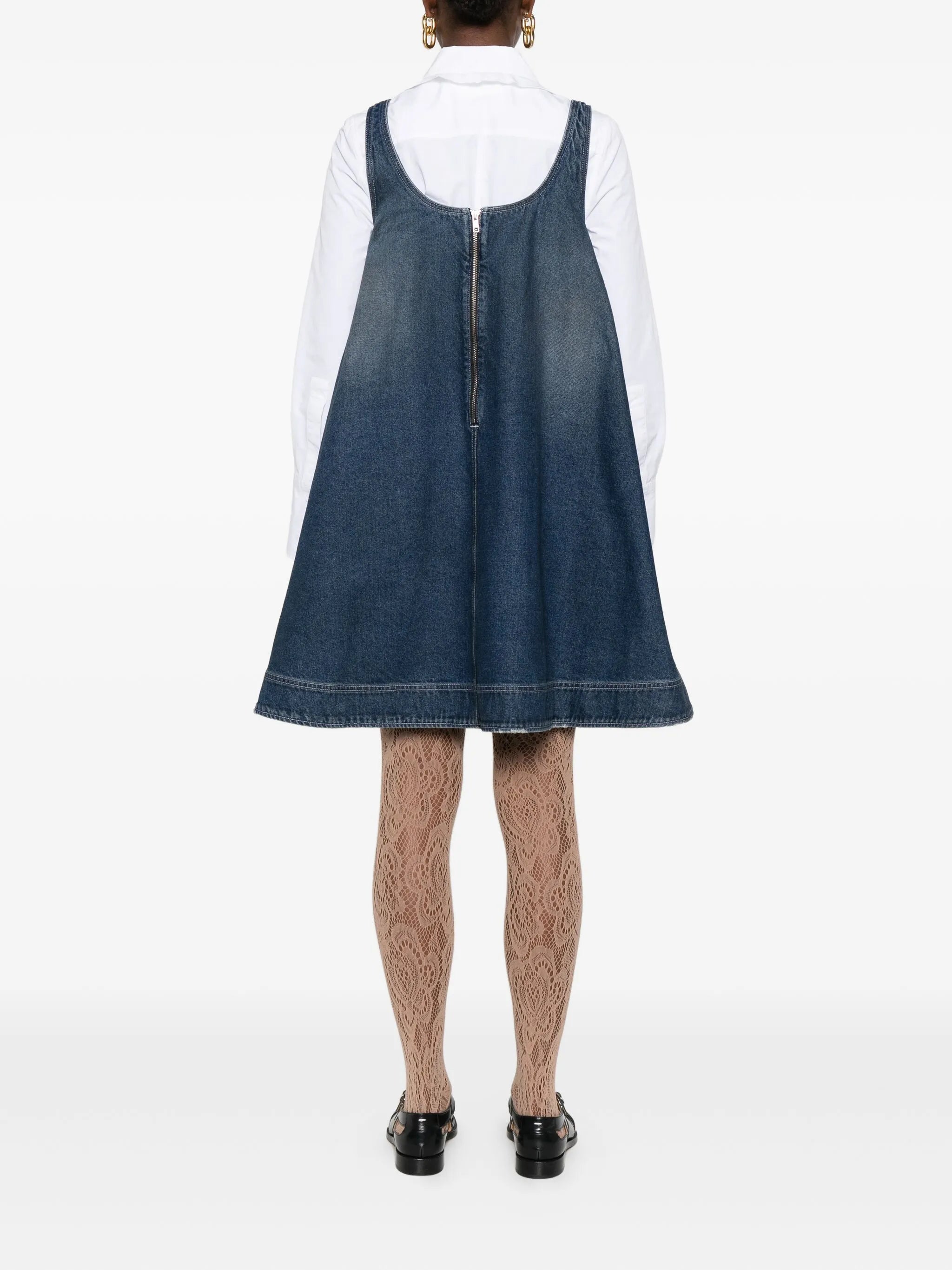 distressed-effect denim mini dress