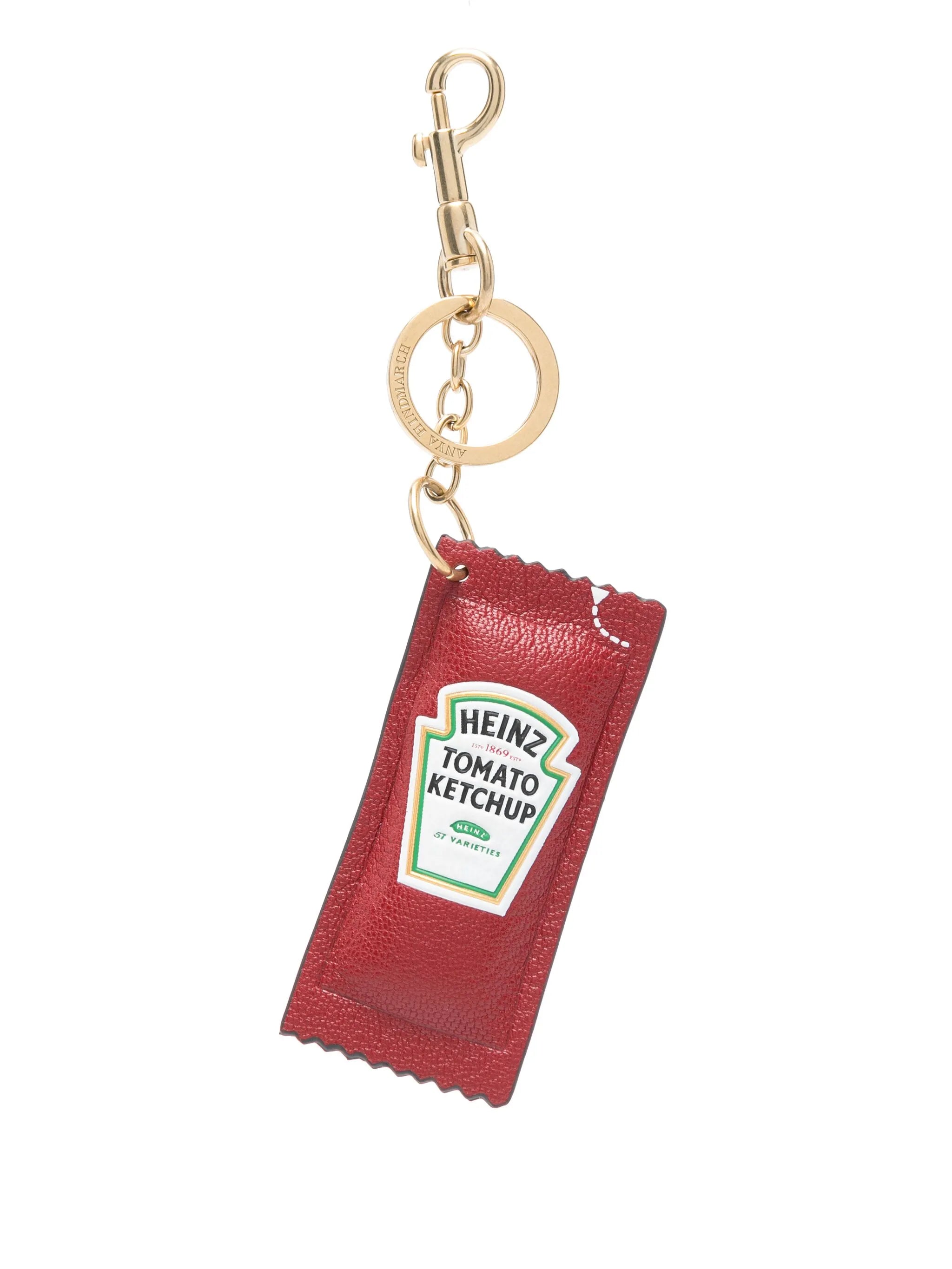 Heinz Ketchup capra leather bag charm in red