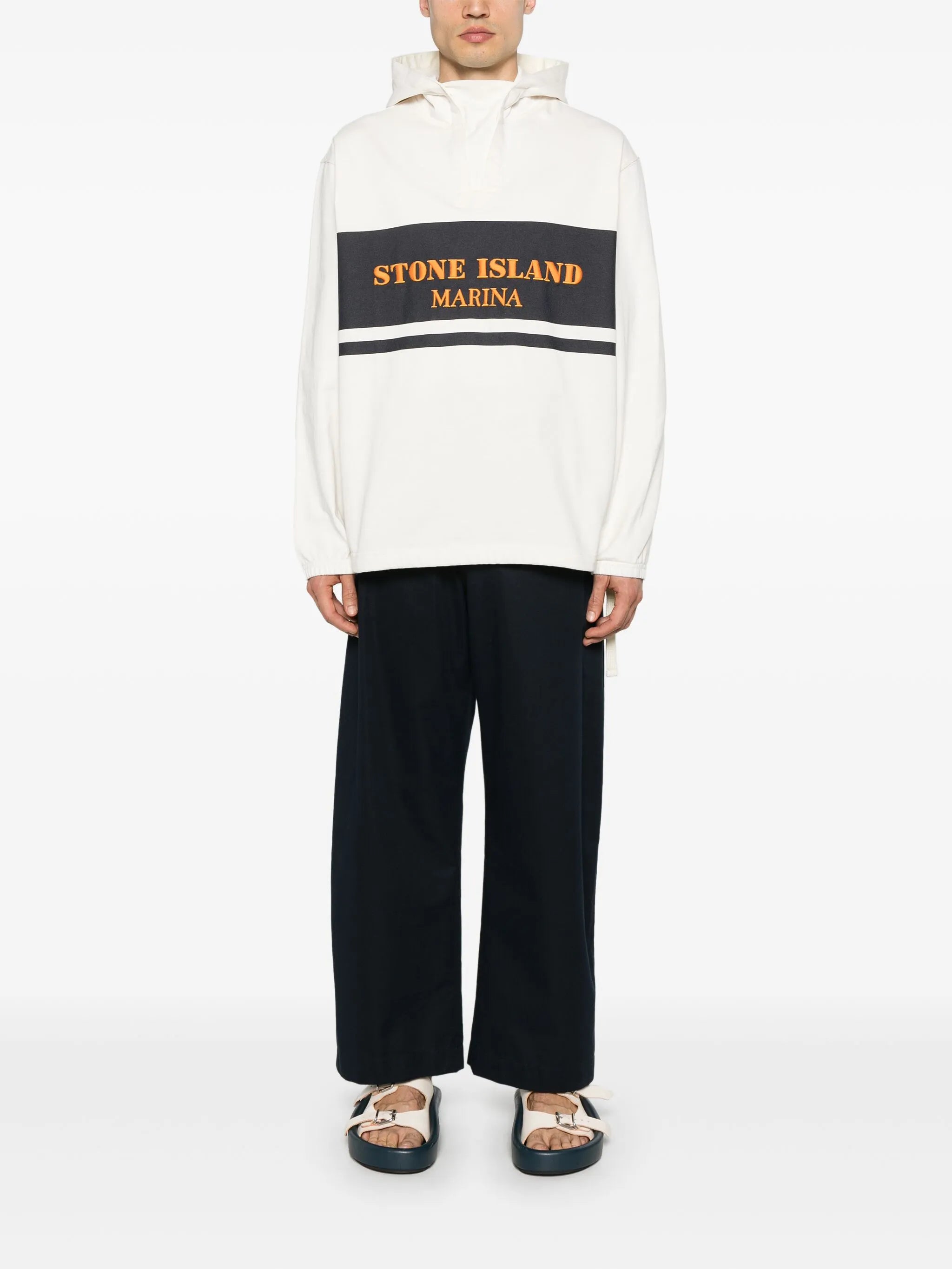 embroidered-logo hoodie