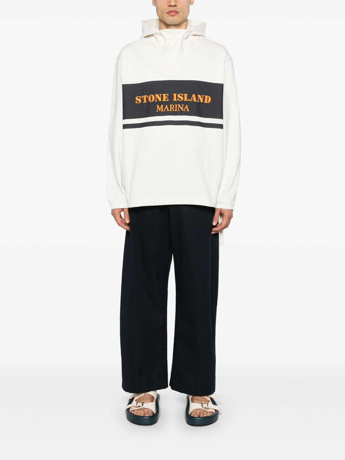 embroidered-logo hoodie