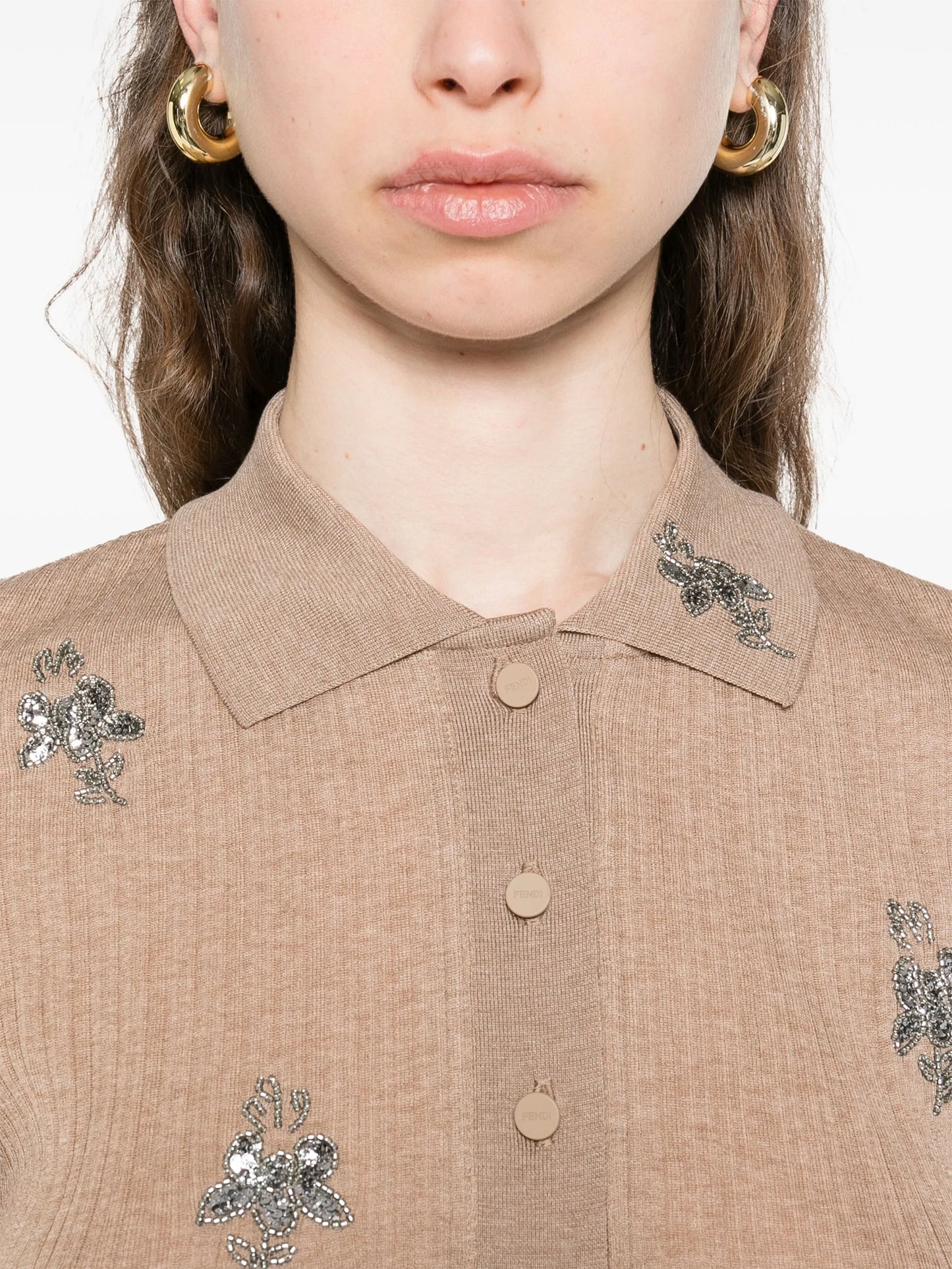 short-sleeve cropped polo top
