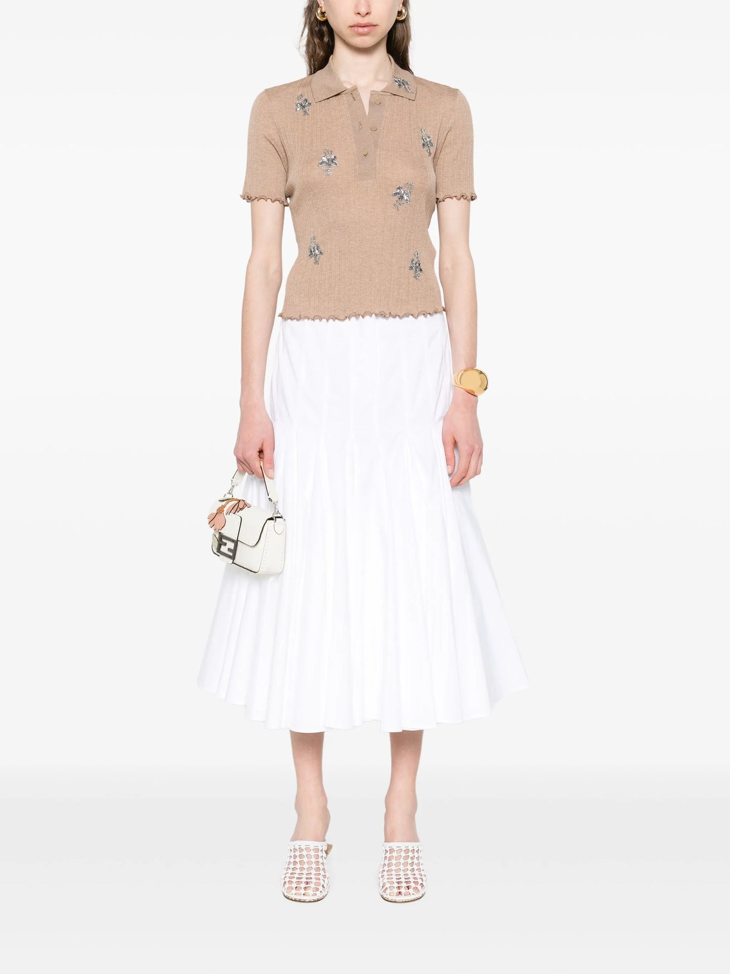 short-sleeve cropped polo top