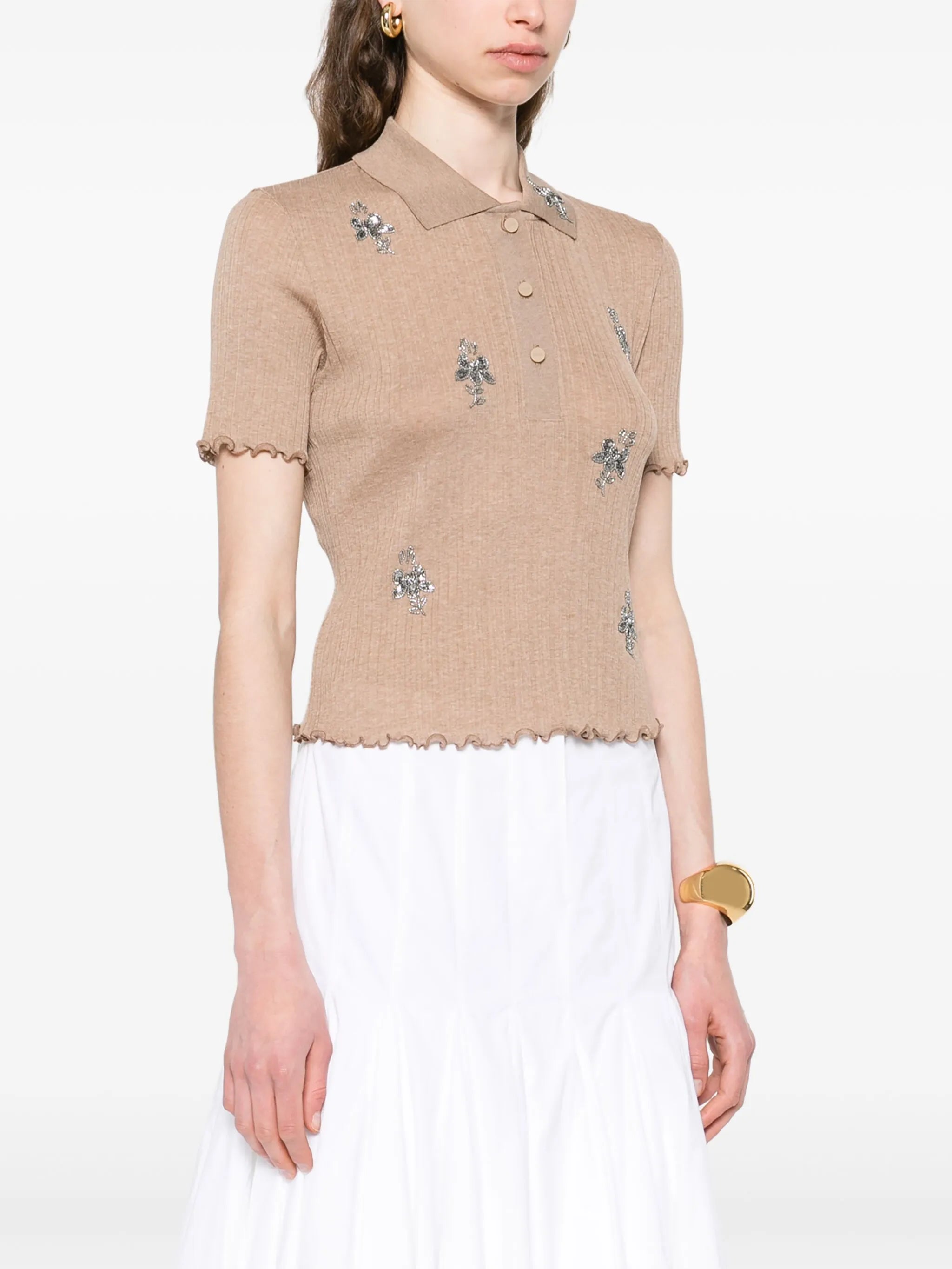 short-sleeve cropped polo top