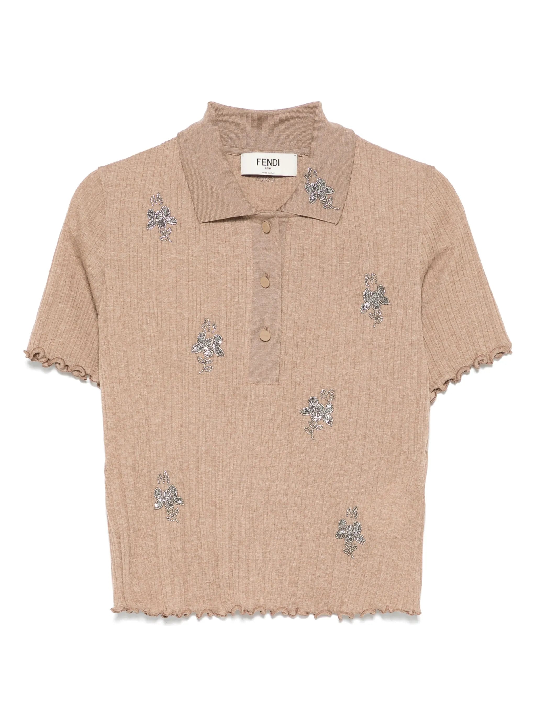 short-sleeve cropped polo top