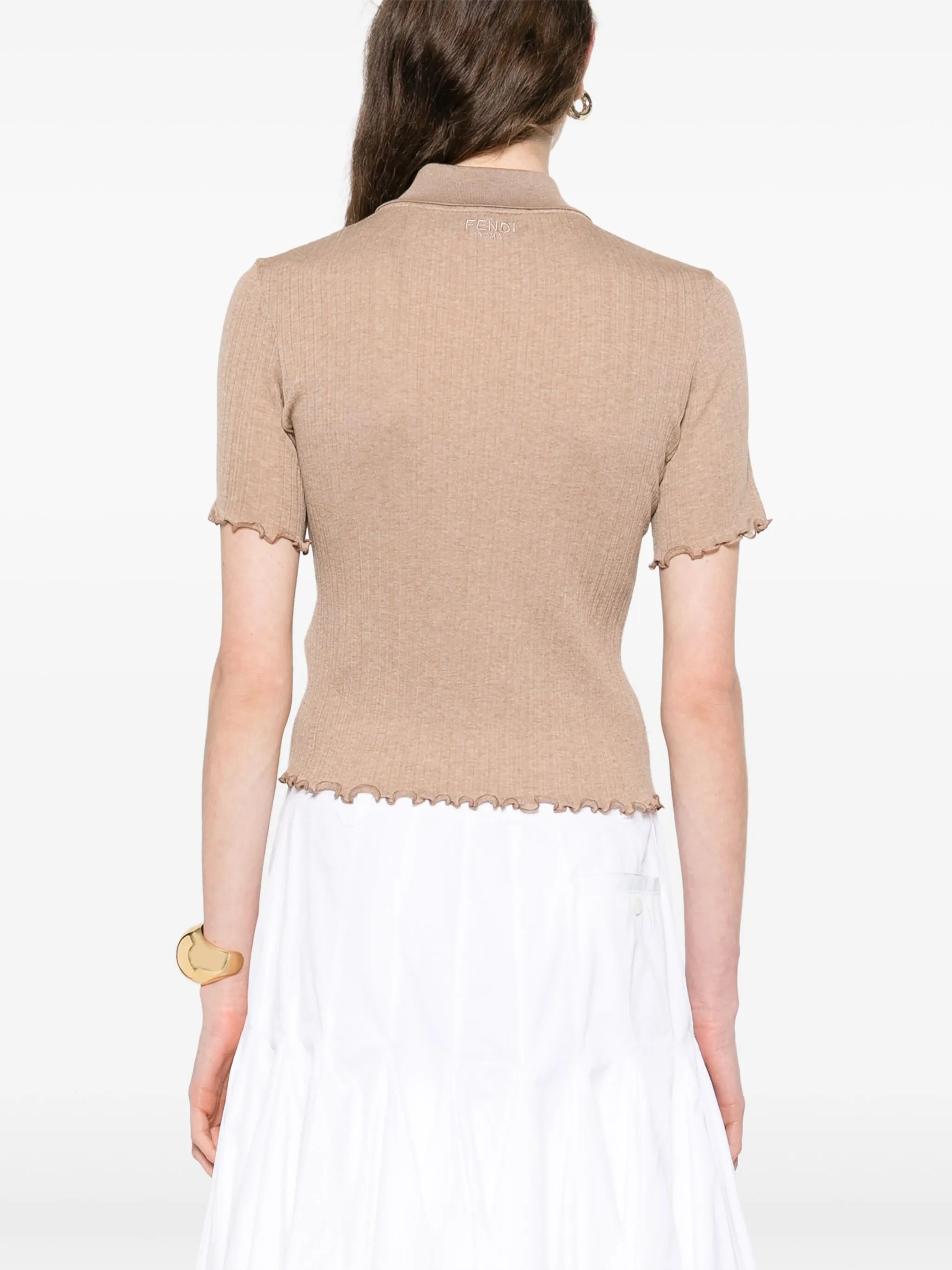 short-sleeve cropped polo top