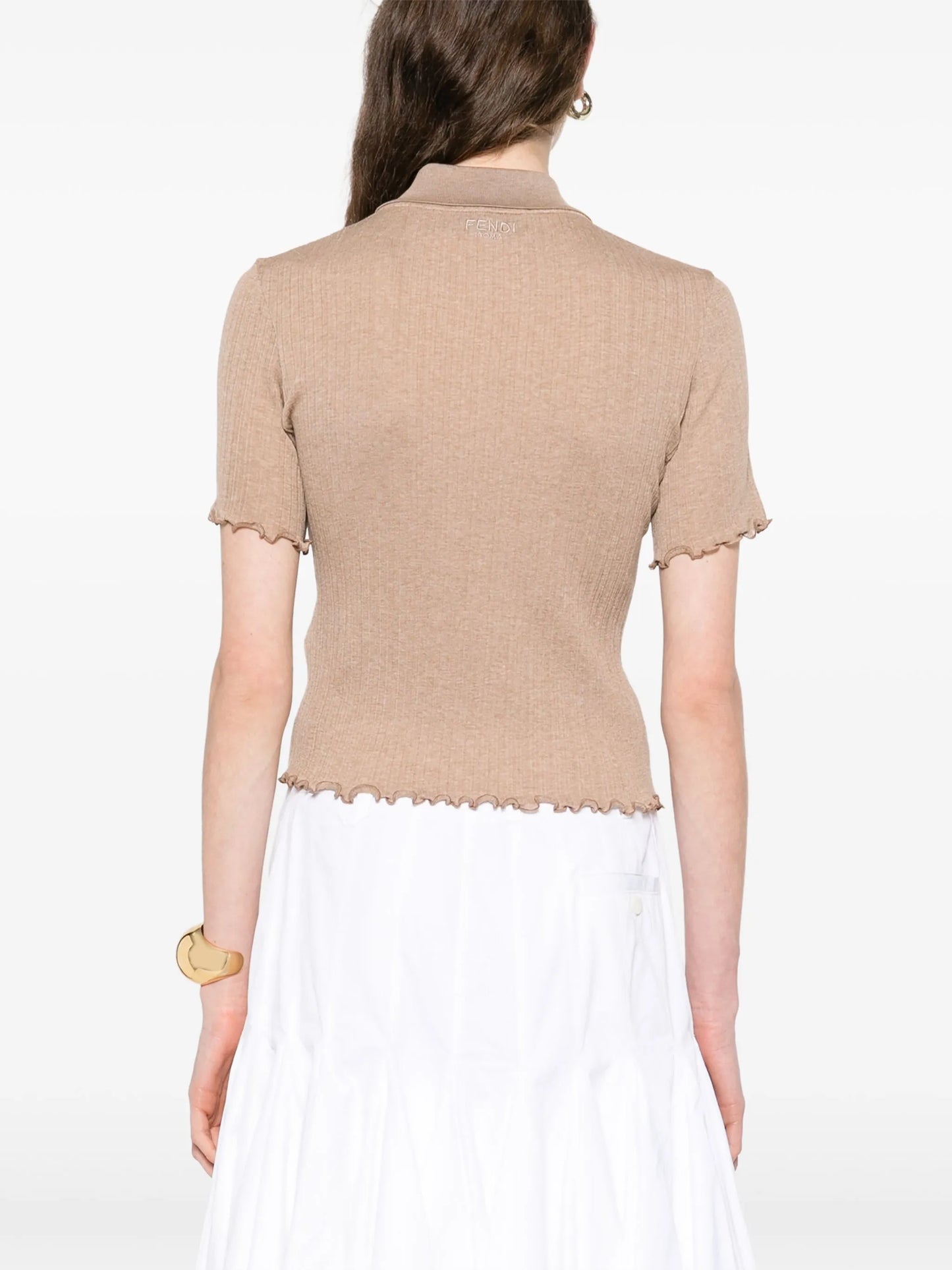 short-sleeve cropped polo top