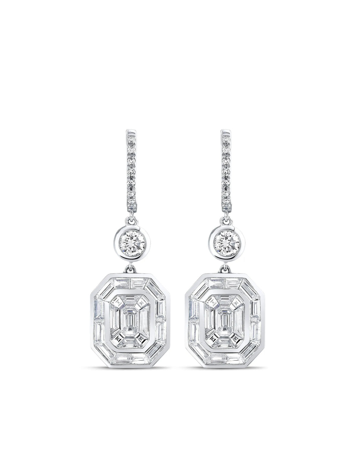 18CT white gold illusion diamond drop earrings