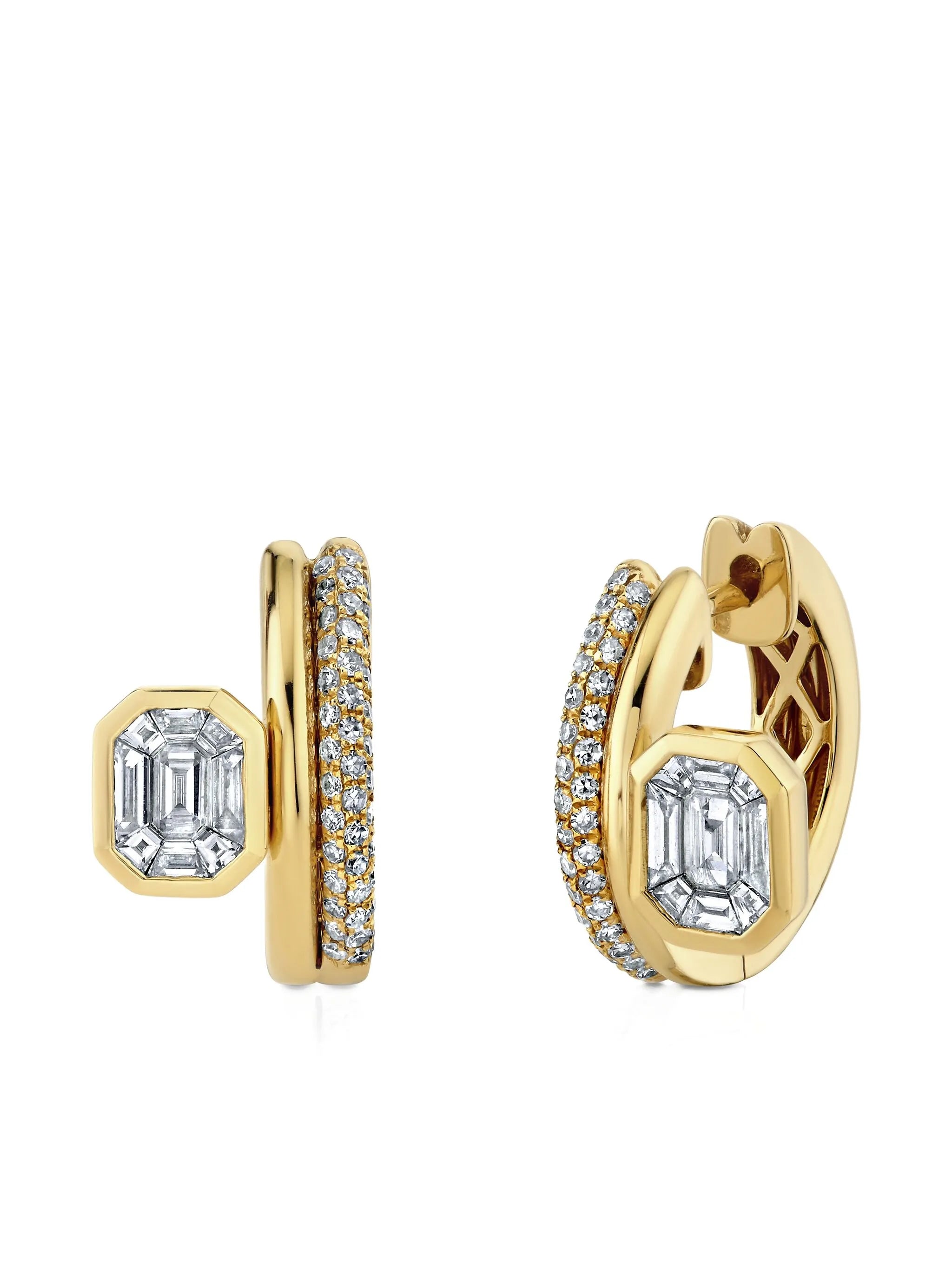 18K yellow gold Floating Bezel diamond earrings