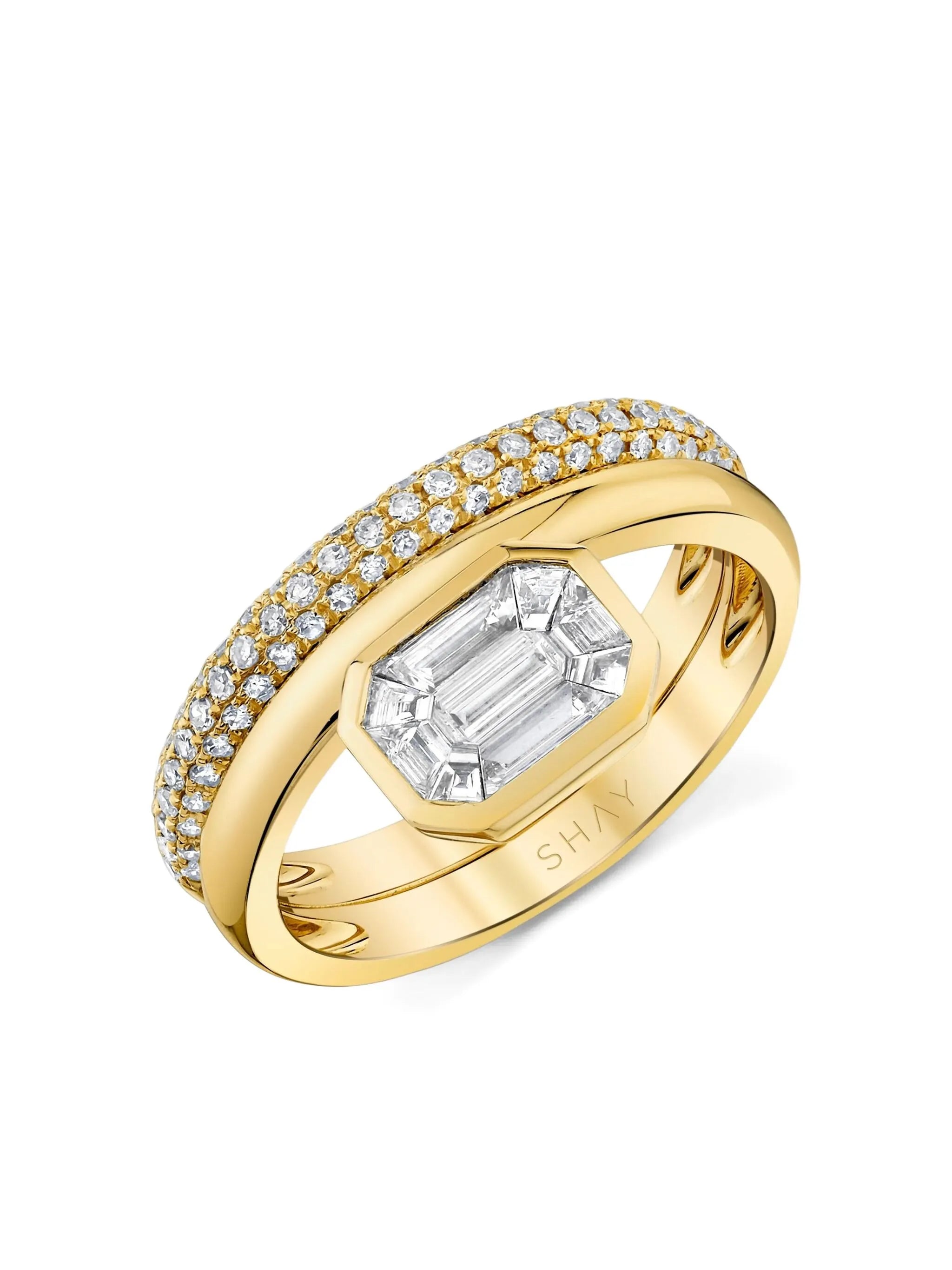 18K yellow gold Floating Bezel diamond ring
