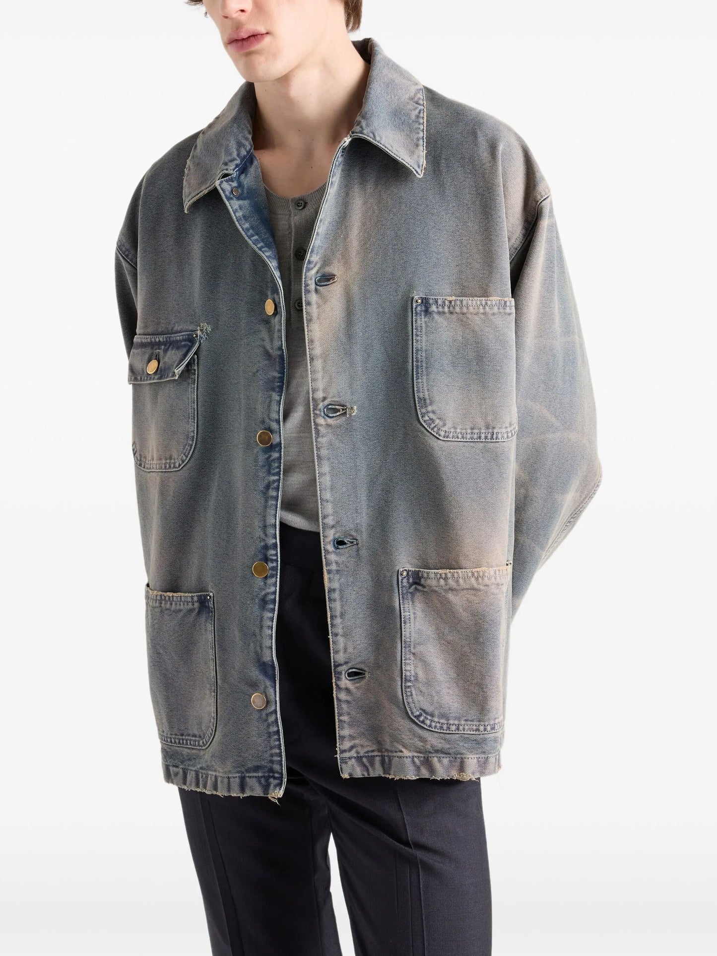 distressed-effect jacket