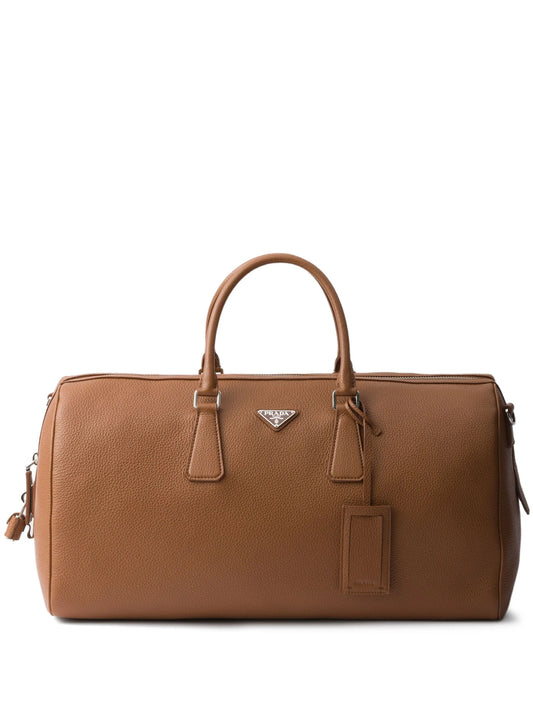 textured leather duffle bag