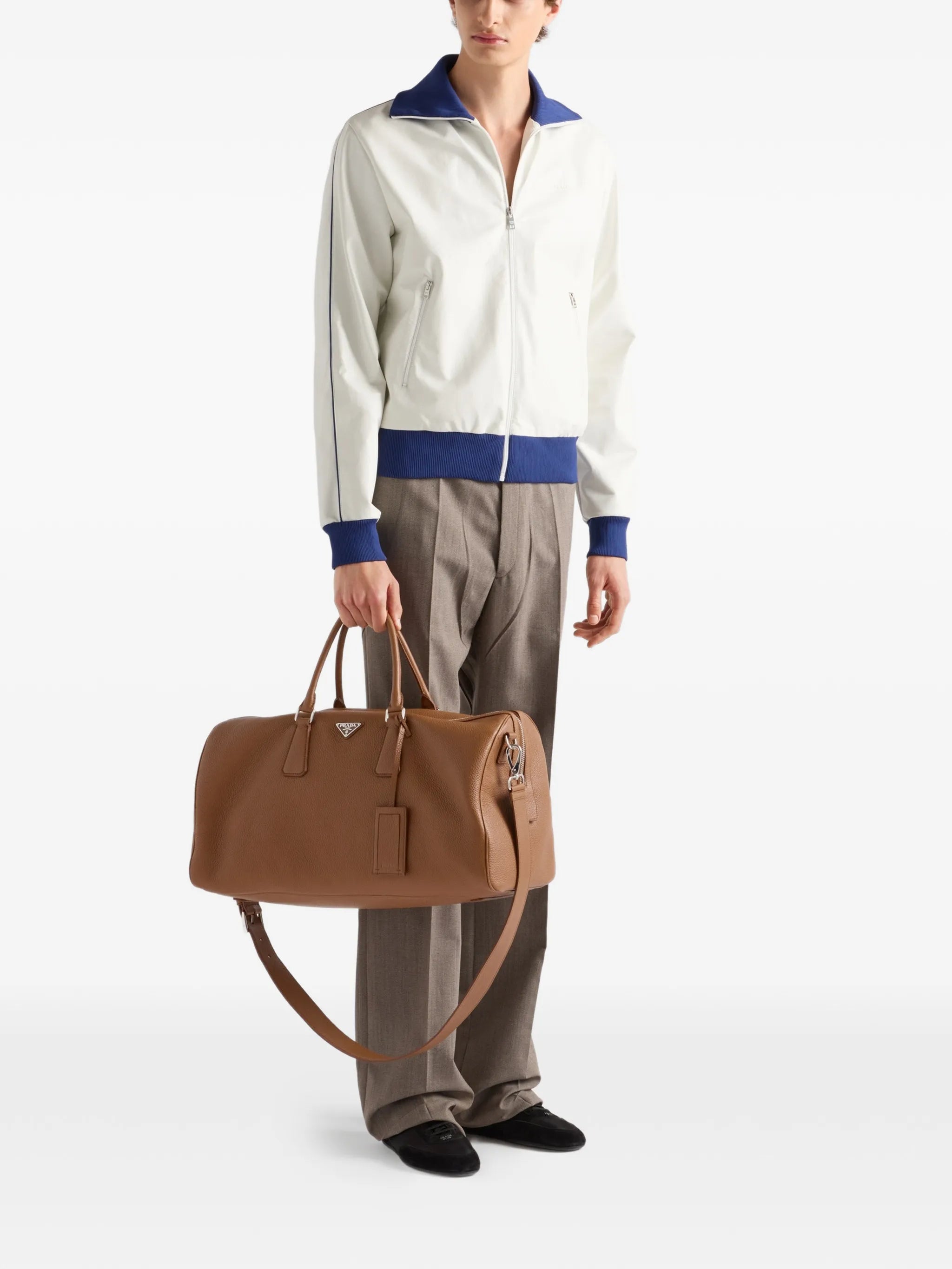 textured leather duffle bag