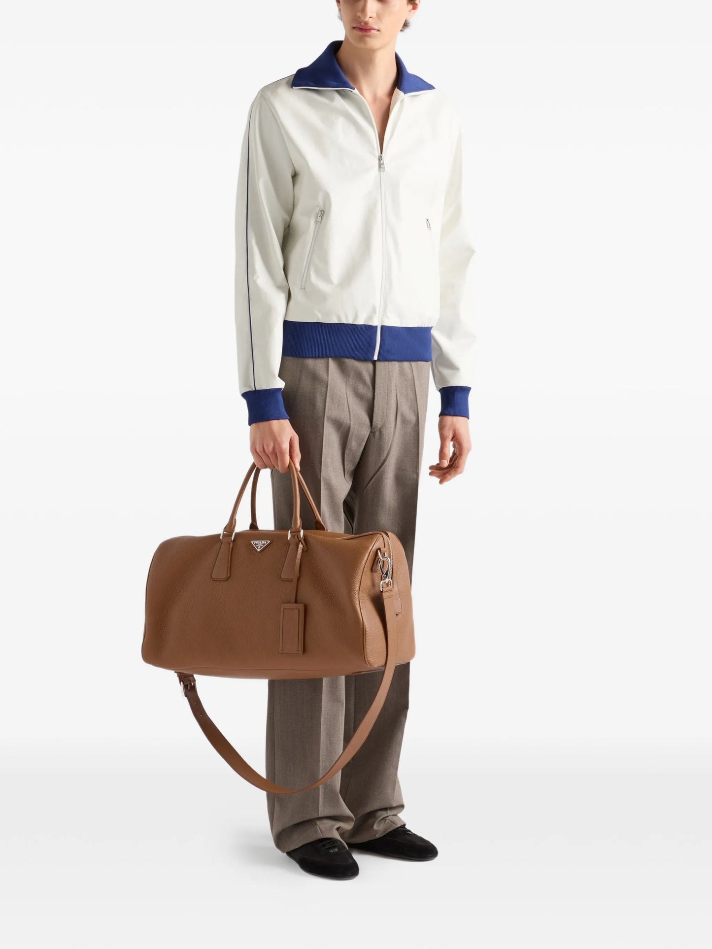textured leather duffle bag