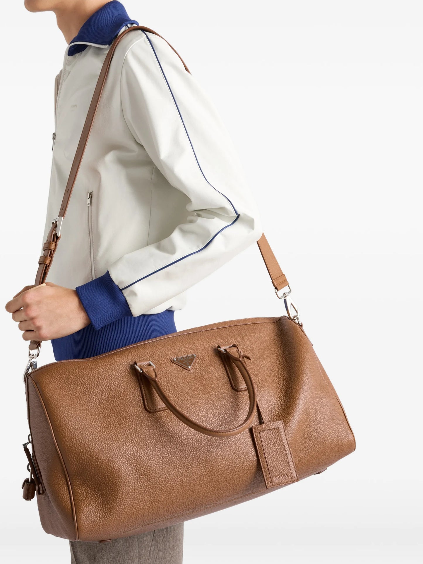 textured leather duffle bag