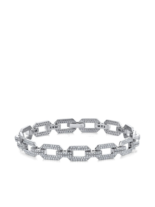 18K white gold Flat Geo Link diamond bracelet