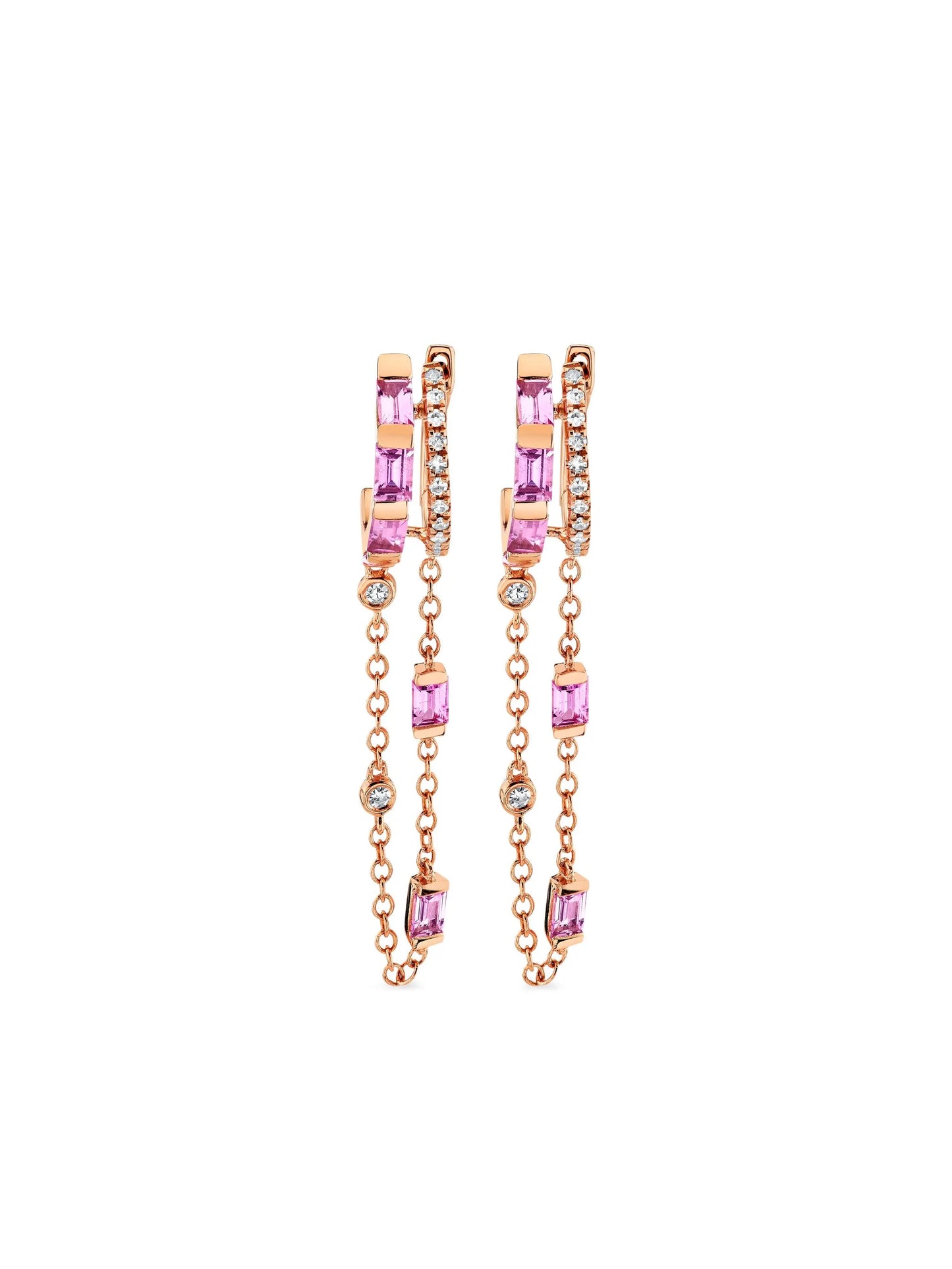 18K rose gold Double Mixed Fringe sapphire earrings