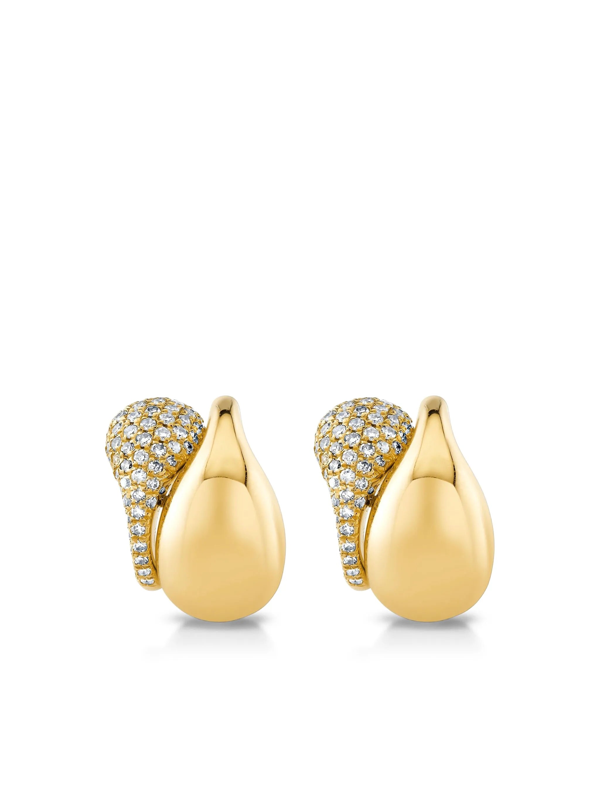 18K yellow gold double drip diamond earrings