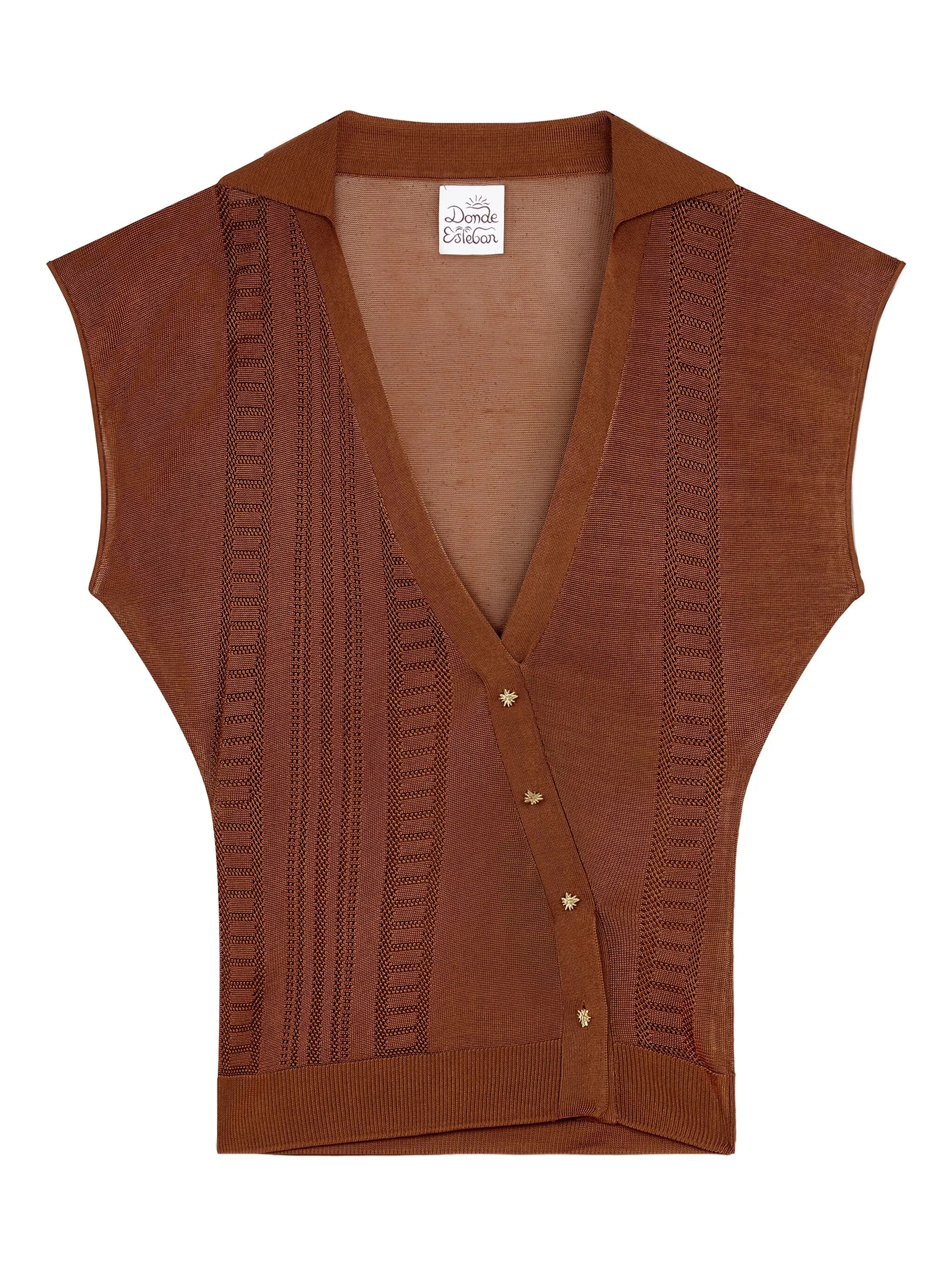 Guayabera semi-sheer top