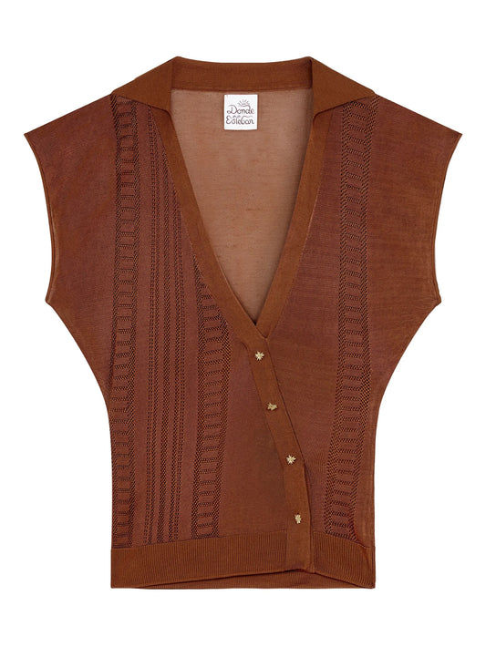 Guayabera semi-sheer top