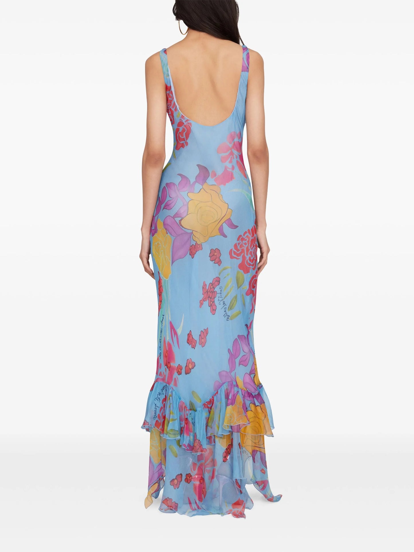 Flores chiffon maxi dress
