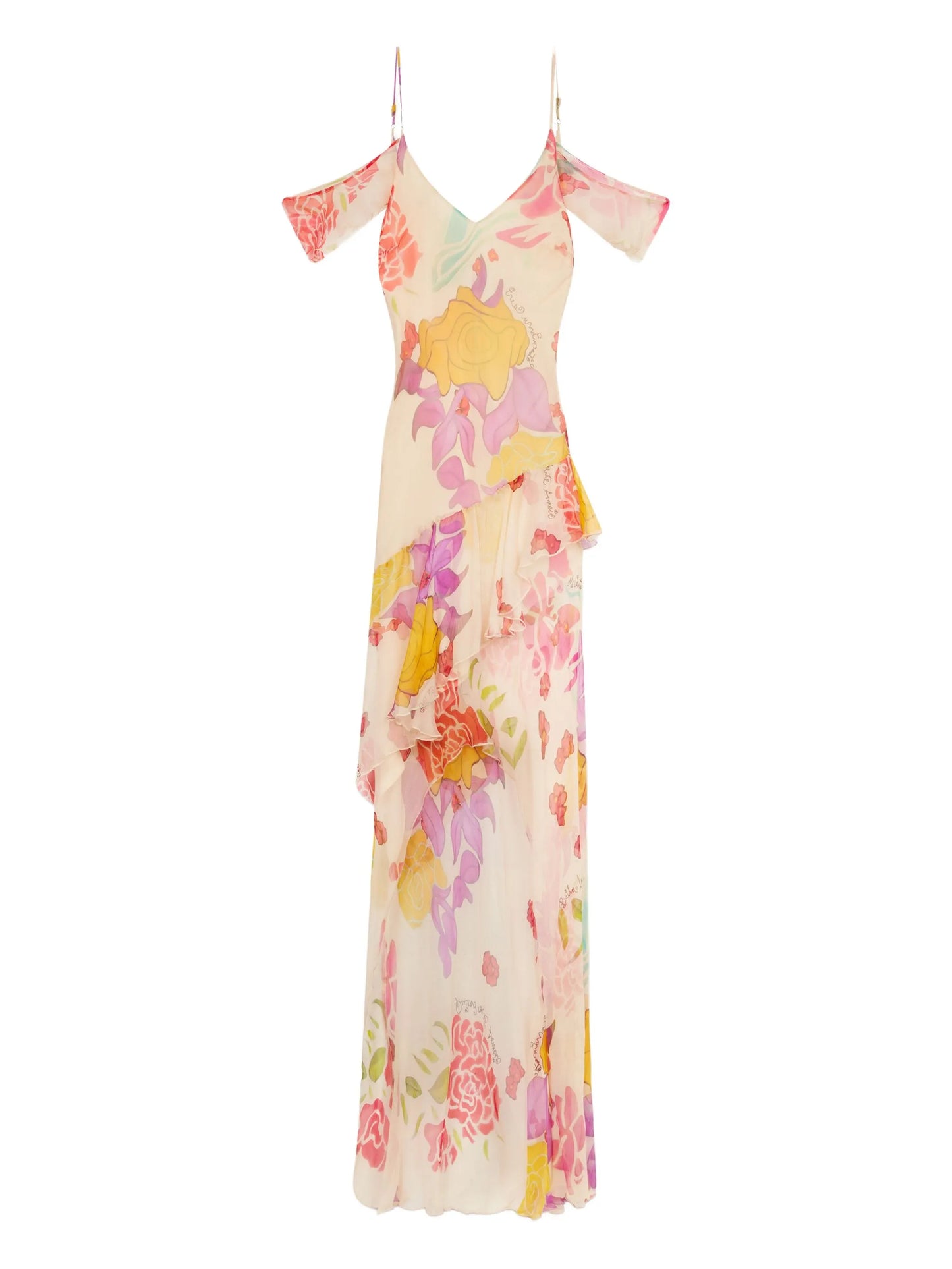 Flores chiffon maxi dress